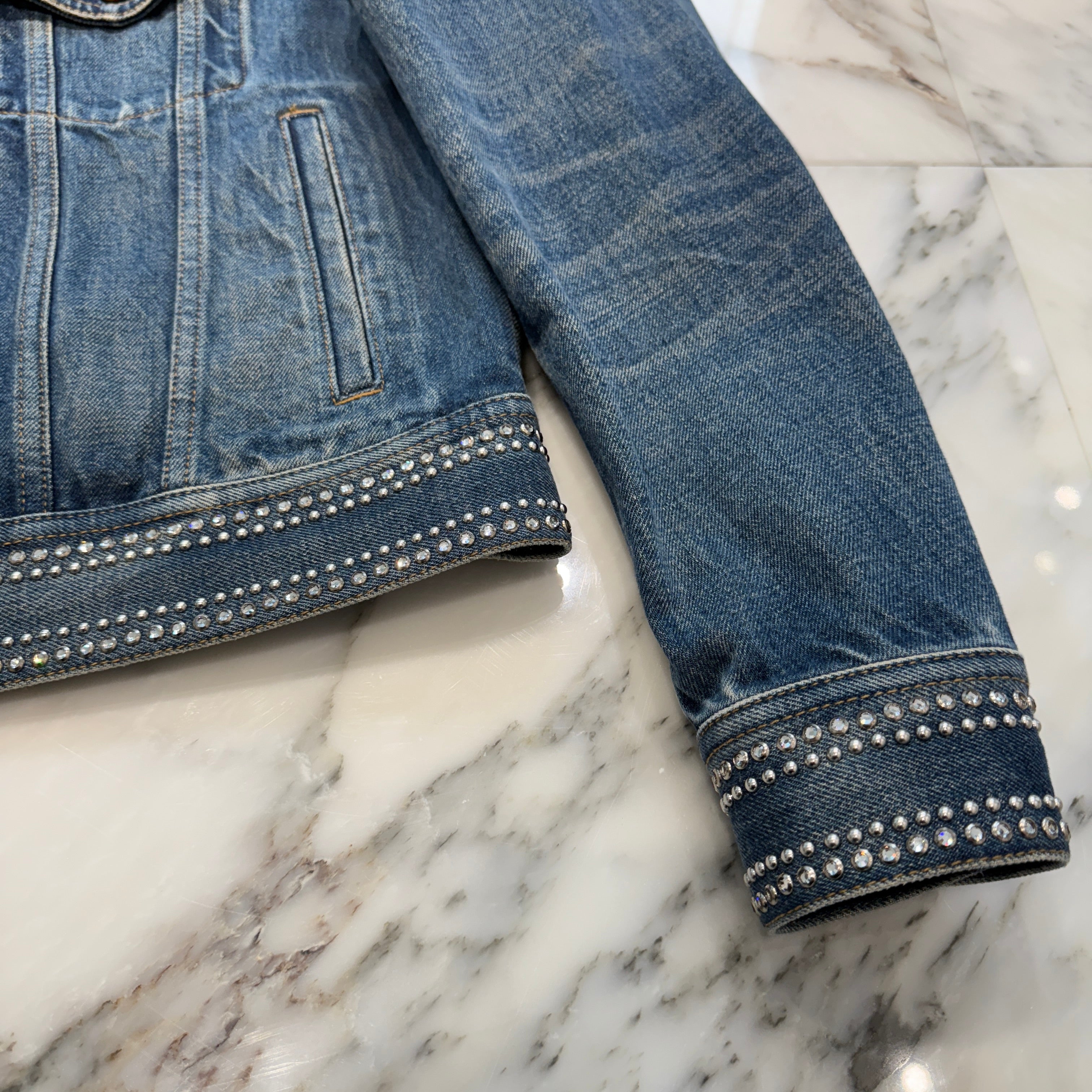 CELINE 2023AW LEPALACE Studs Denim Trucker Jacket Q793365M Size S セリーヌ リパレス スタッズ デニムトラッカージャケット サイズ S