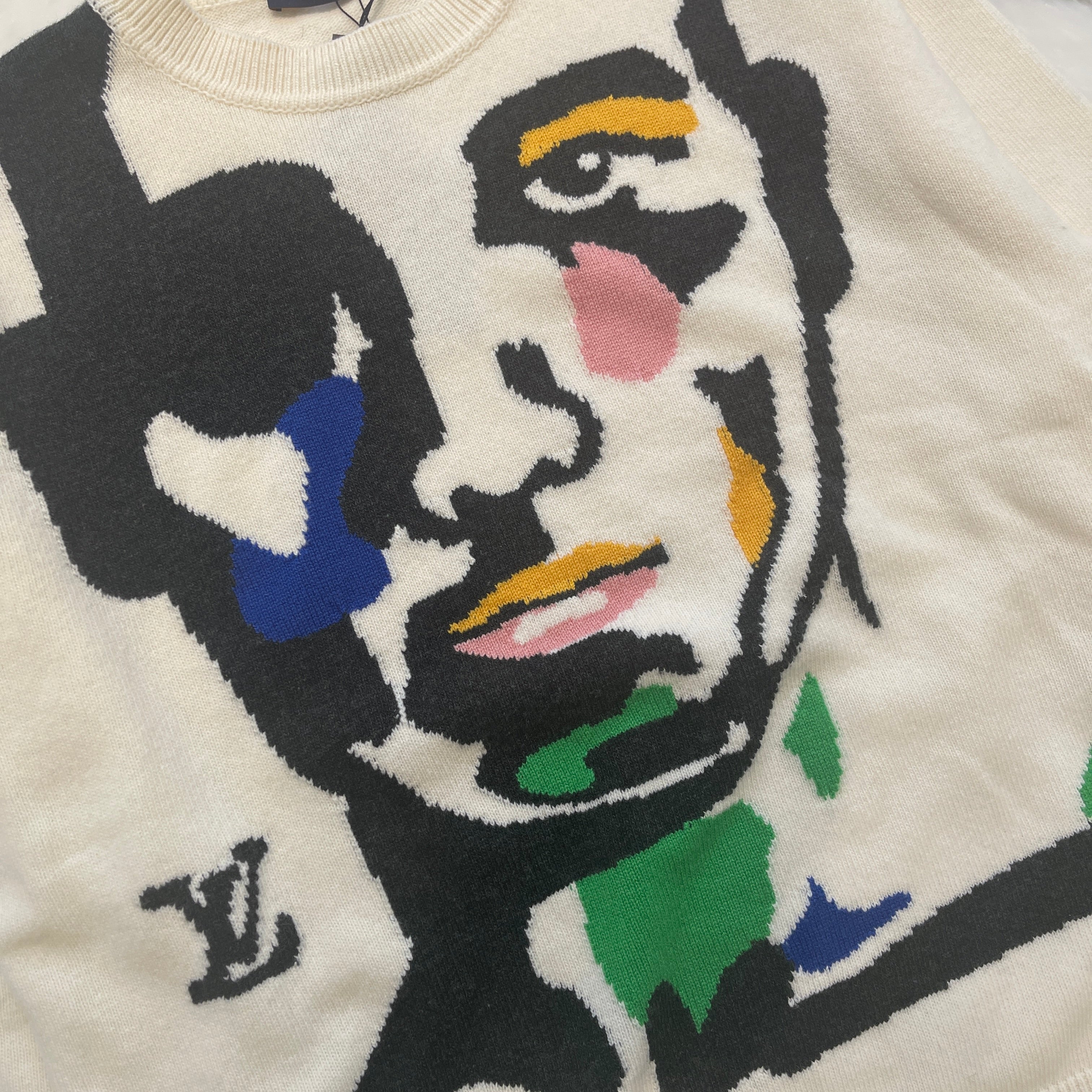 LOUIS VUITTON 2023AW Intarsia Cashmere Wool Crew Neck Knit Sweater 1ABXY8 Size XL ルイヴィトン インタルシア カシミヤ ウール クルーネック ニットセーター サイズXL