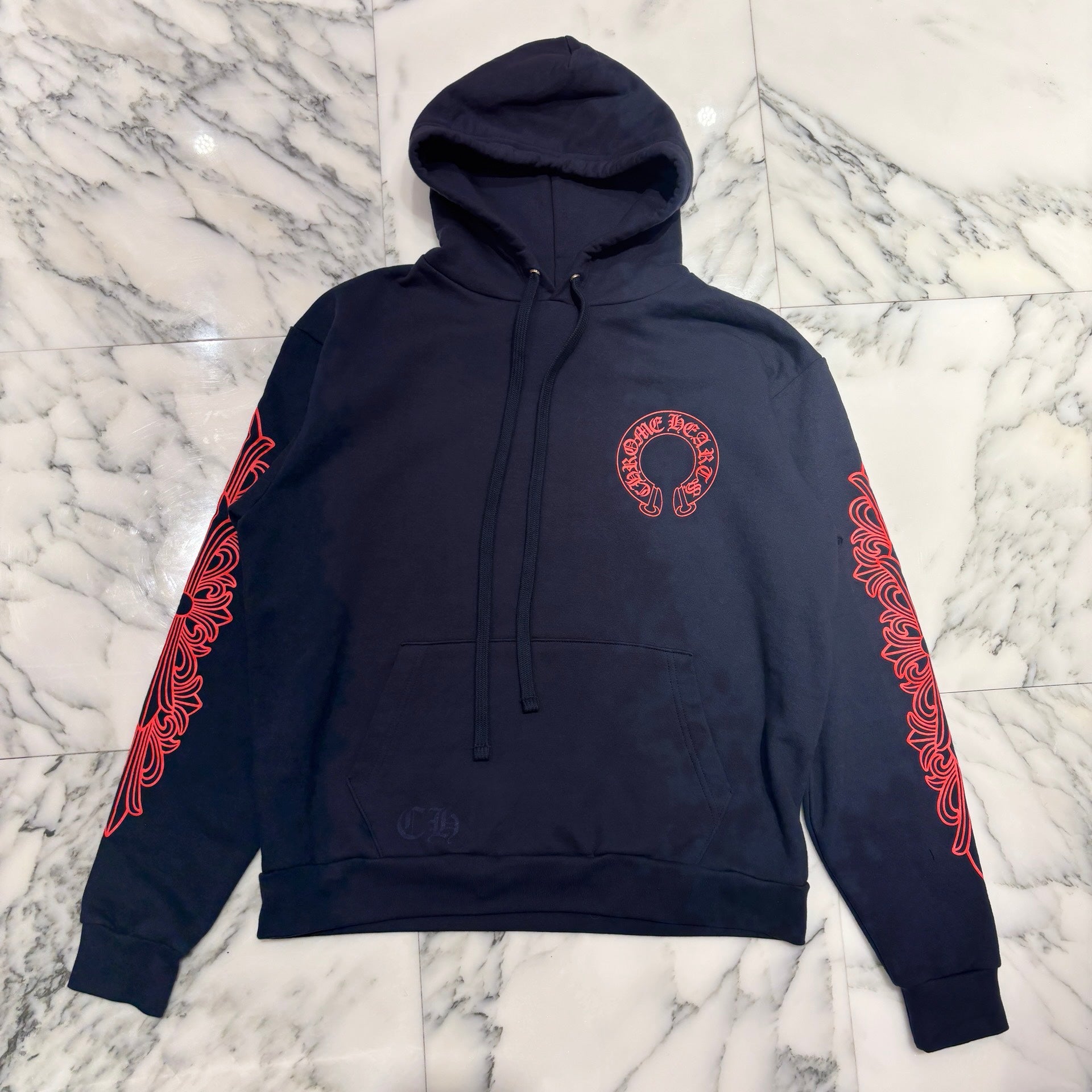 CHROME HEARTS 2025SS Floral Cross Horseshoe Pullover Hoodie Size L クロムハーツ フローラルクロス ホースシュー プルオーバーフーディーサイズL
