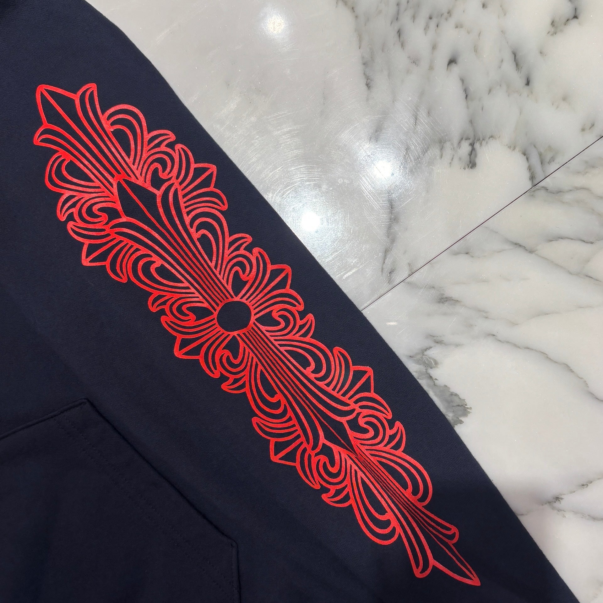 CHROME HEARTS 2025SS Floral Cross Horseshoe Pullover Hoodie Size L クロムハーツ フローラルクロス ホースシュー プルオーバーフーディーサイズL