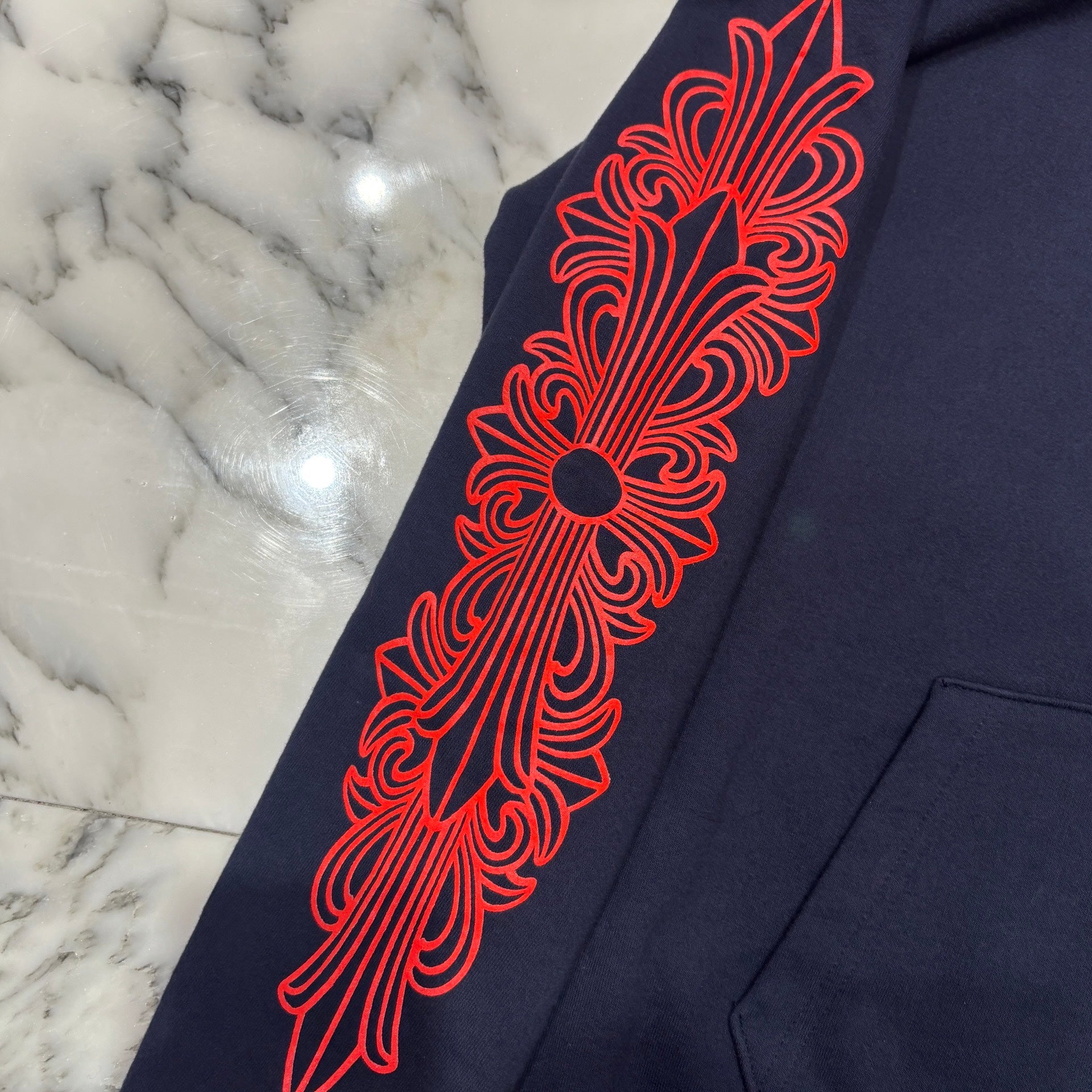 CHROME HEARTS 2025SS Floral Cross Horseshoe Pullover Hoodie Size L クロムハーツ フローラルクロス ホースシュー プルオーバーフーディーサイズL