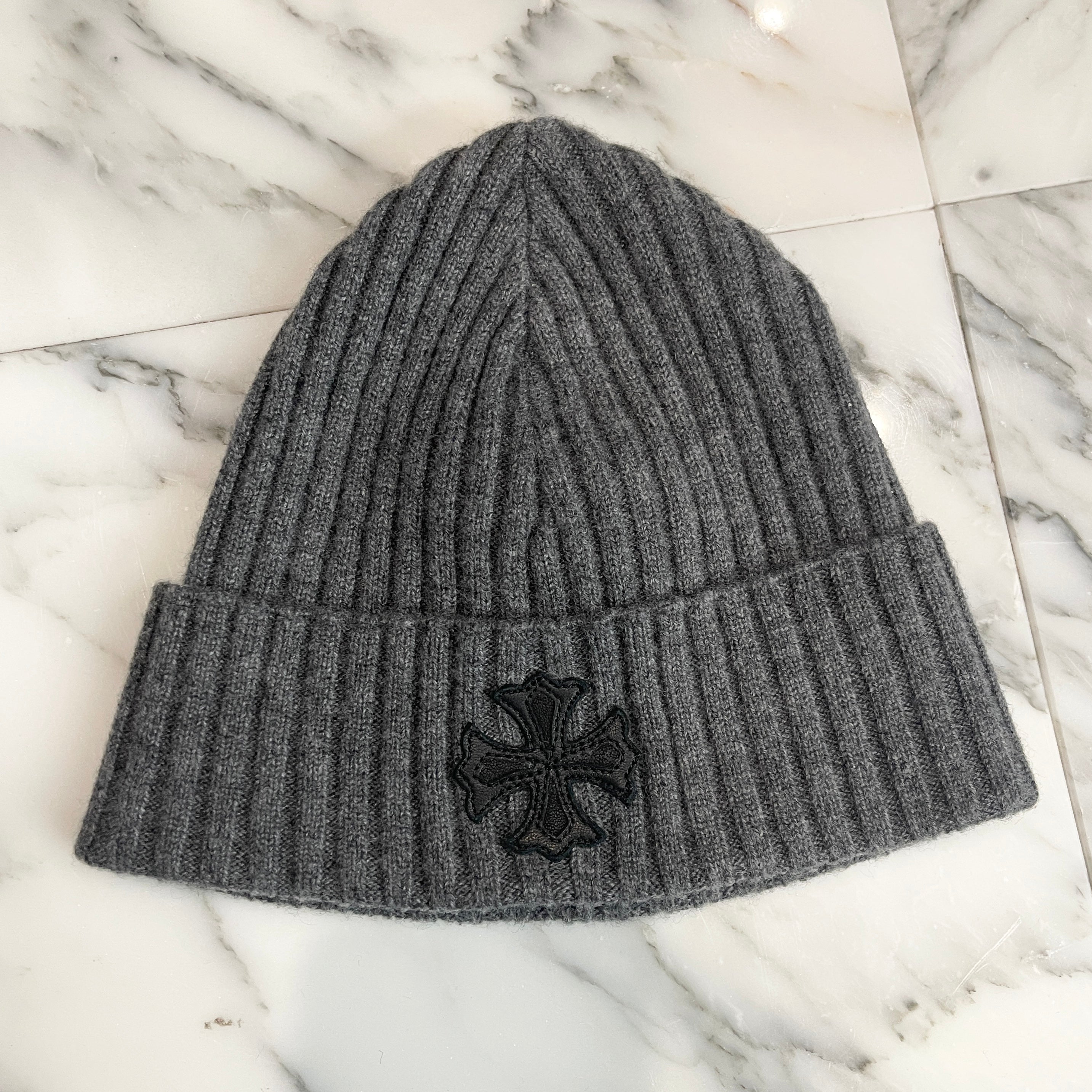 CHROME HEARTS Cashmere 1 Cross Leather Patch Beanie Size ONE SIZE（22cm） クロムハーツ カシミヤ 1 クロス レザーパッチ ビーニー サイズONE SIZE（22cm）