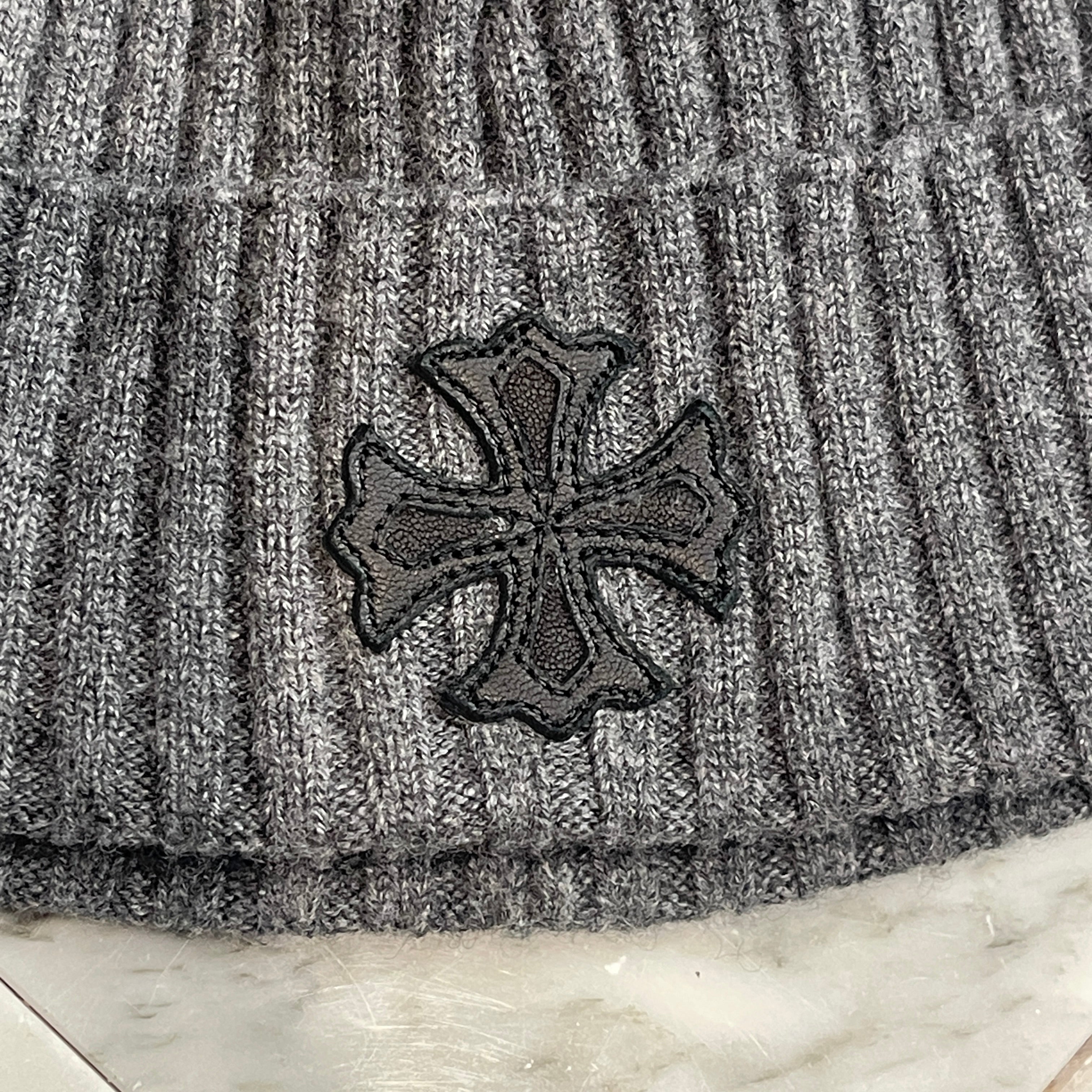 CHROME HEARTS Cashmere 1 Cross Leather Patch Beanie Size ONE SIZE（22cm） クロムハーツ カシミヤ 1 クロス レザーパッチ ビーニー サイズONE SIZE（22cm）