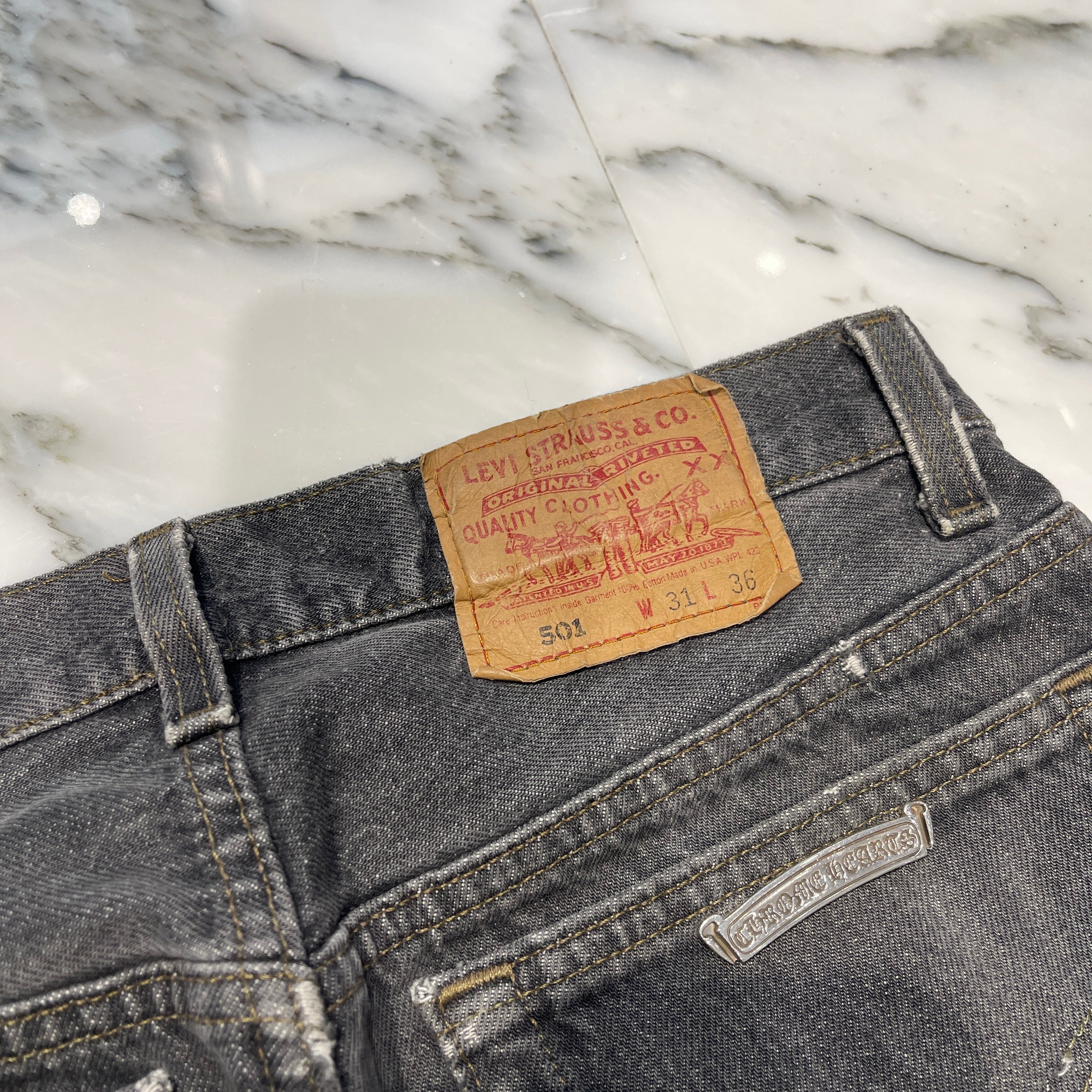 CHROME HEARTS × Levi's 501 VNTG Cross Ball Button Denim Pants Size 30 クロムハーツ × リーバイス 501 ヴィンテージ クロスボールボタン デニムパンツ ジーンズ サイズ30
