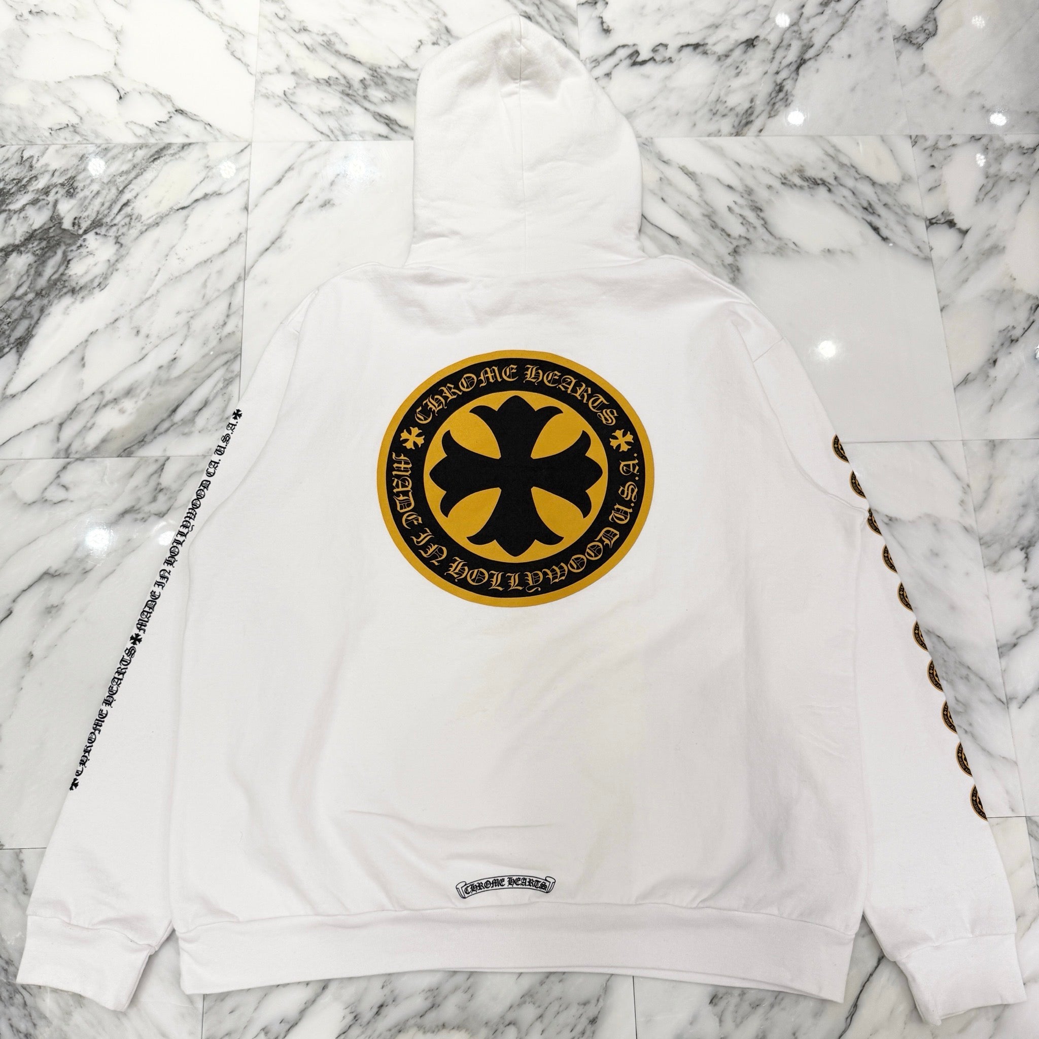 CHROME HEARTS CH Plus Yellow Cross Logo Pullover Hoodie Size XL クロムハーツ CHプラス イエロークロス ロゴ プルオーバーフーディー サイズXL