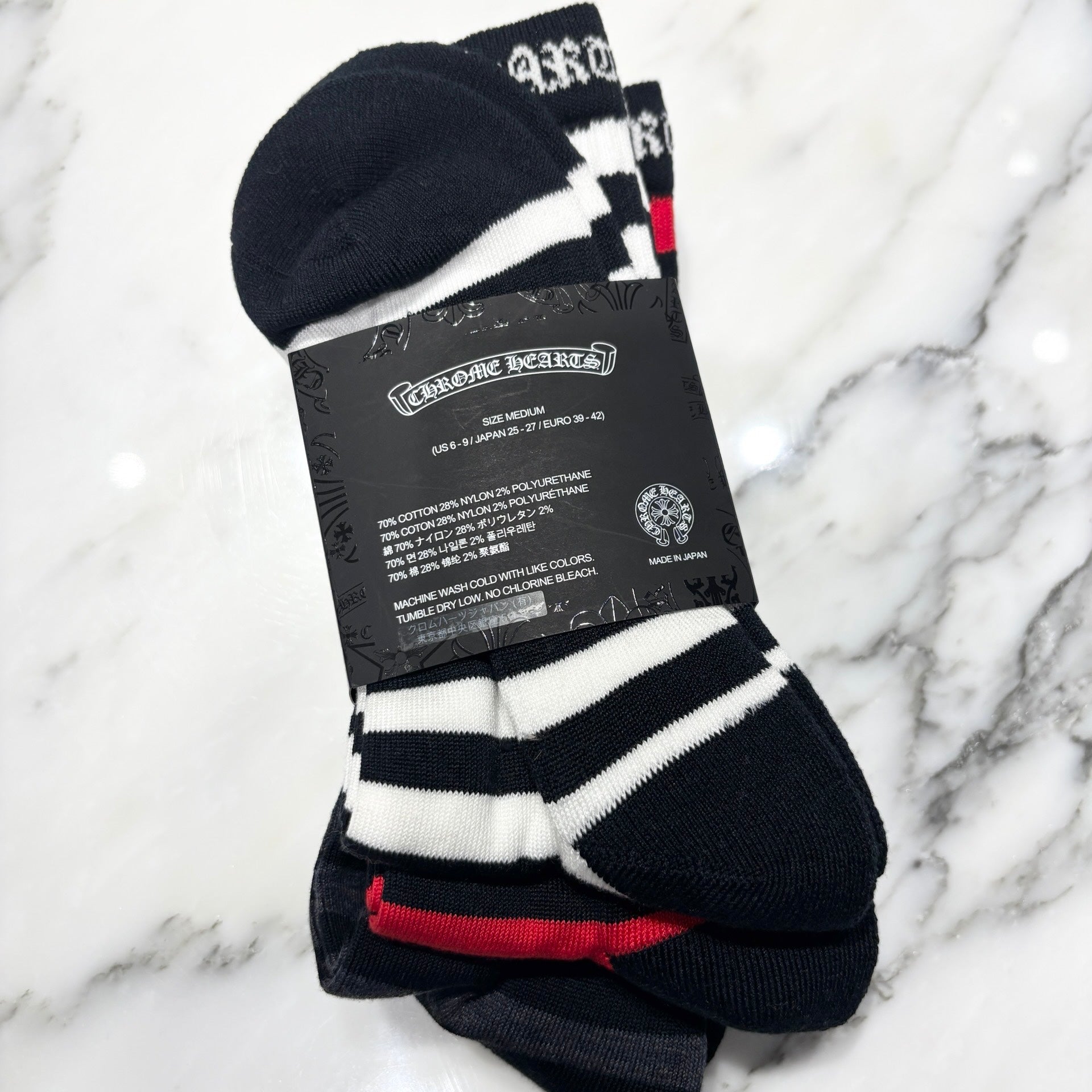 CHROME HEARTS CH Plus Border Socks Size M(25-27cm) クロムハーツ CHプラス ボーダーソックス サイズM(25-27cm)
