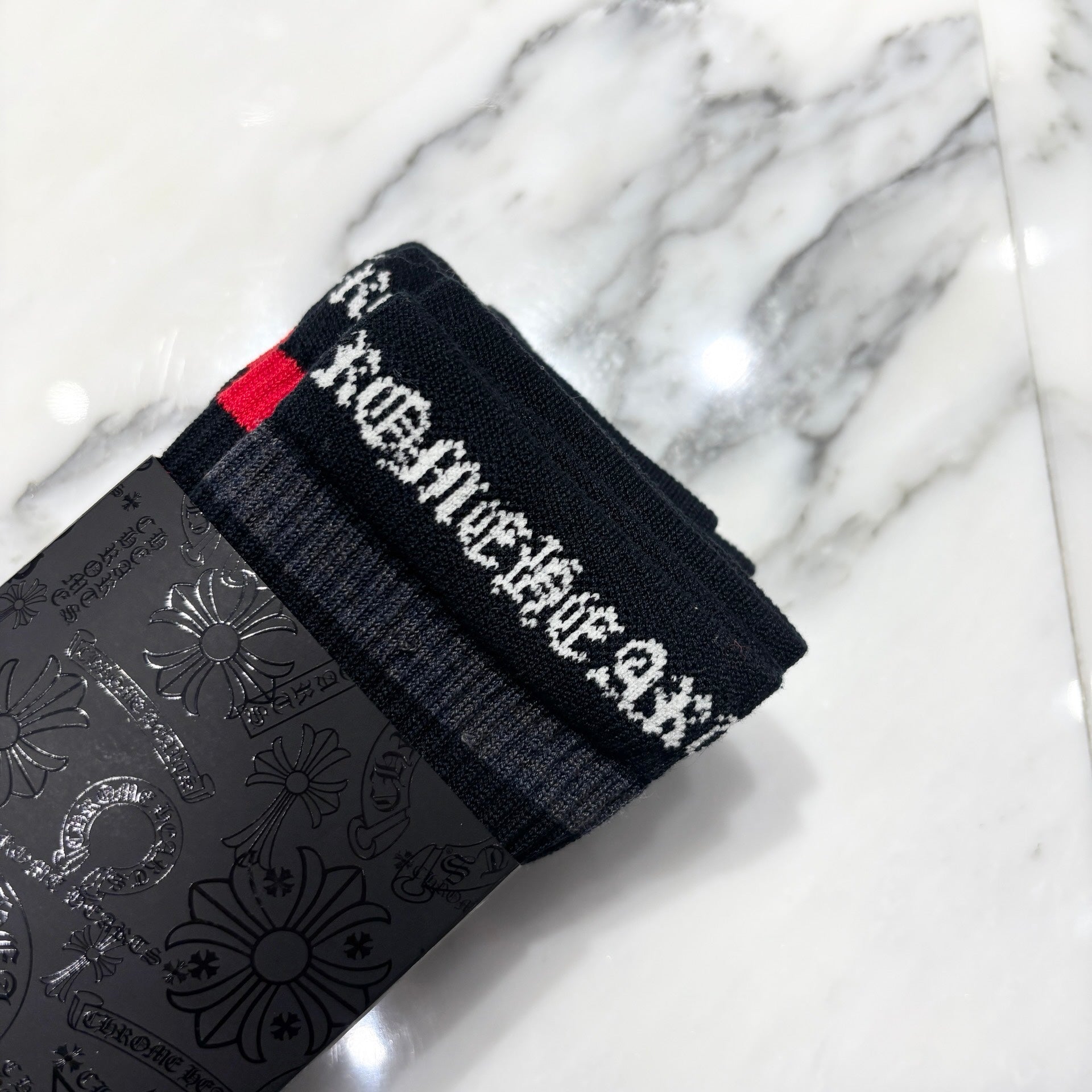 CHROME HEARTS CH Plus Border Socks Size M(25-27cm) クロムハーツ CHプラス ボーダーソックス サイズM(25-27cm)