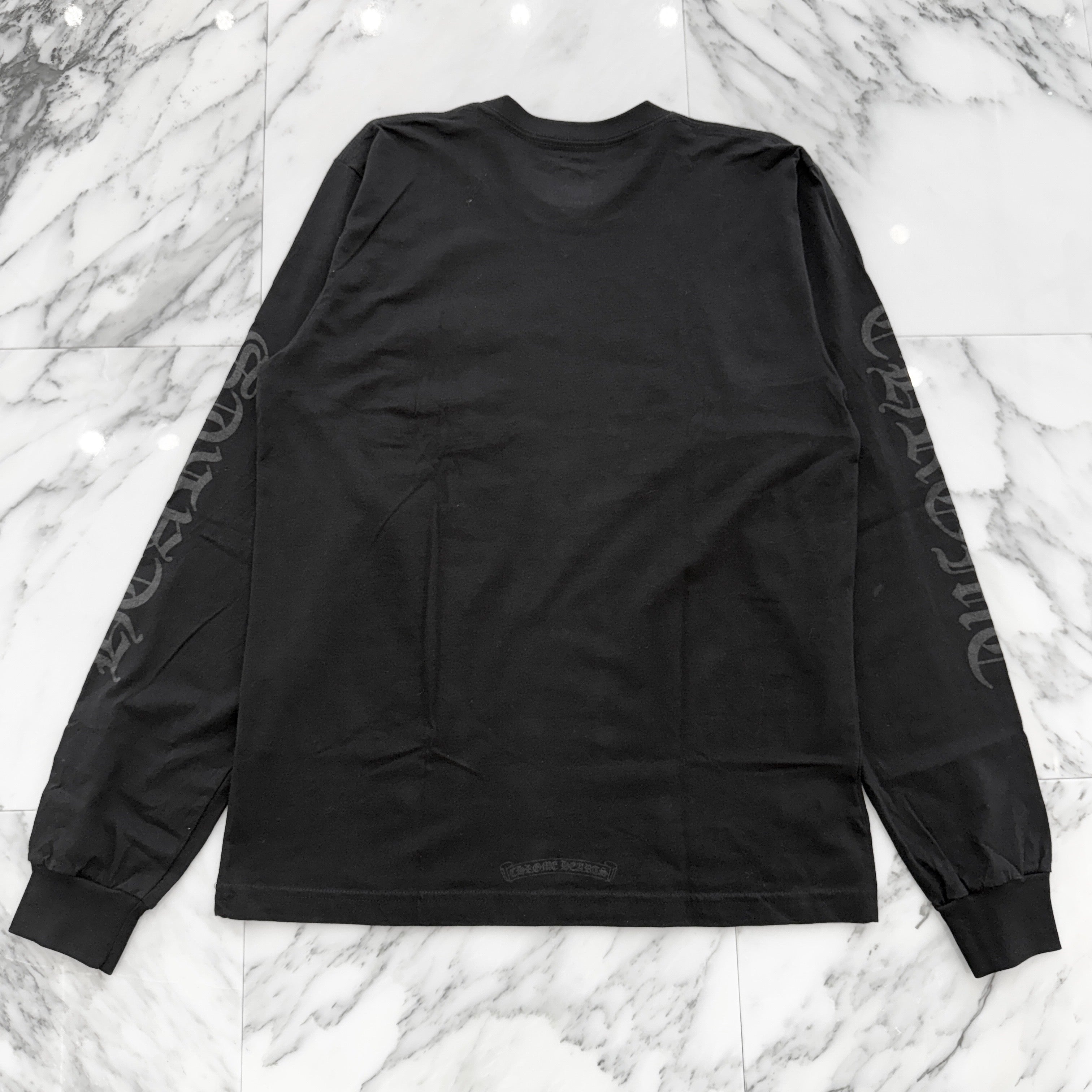 CHROME HEARTS Old English Neck Logo Dark Grey Long Sleeve Tee Size