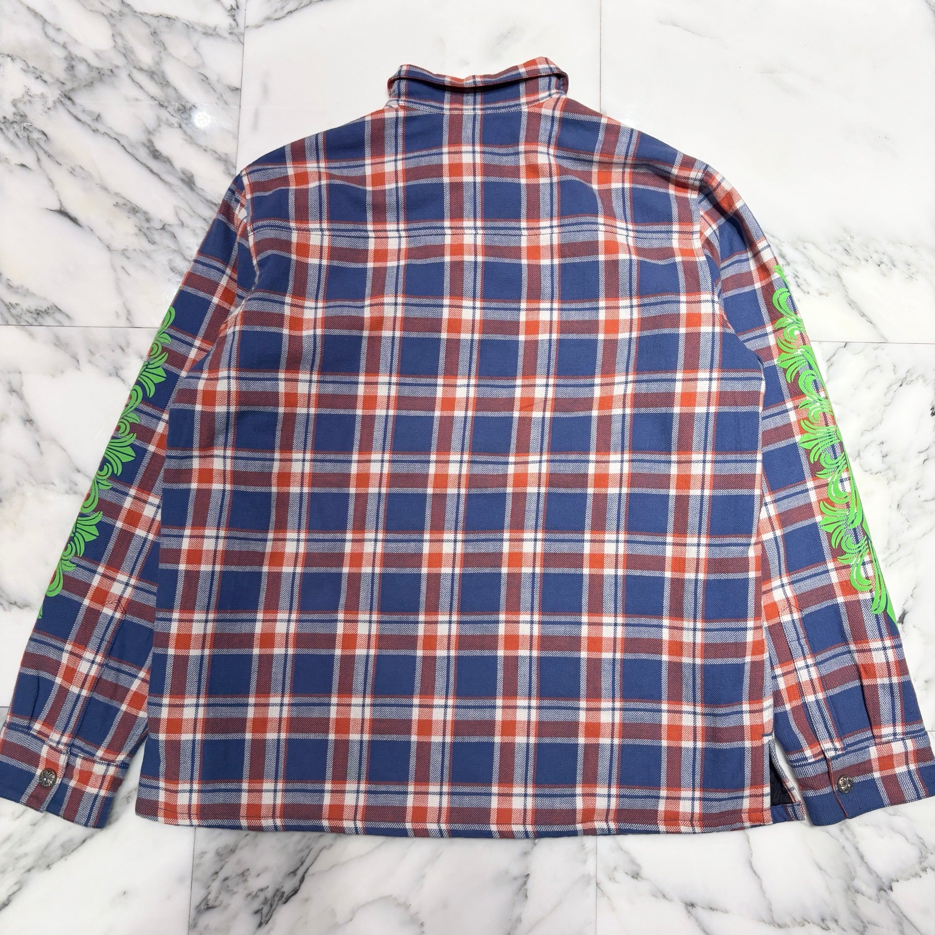 CHROME HEARTS Y NOT WORK DOG Flannel Check Shirt Jacket Size XL