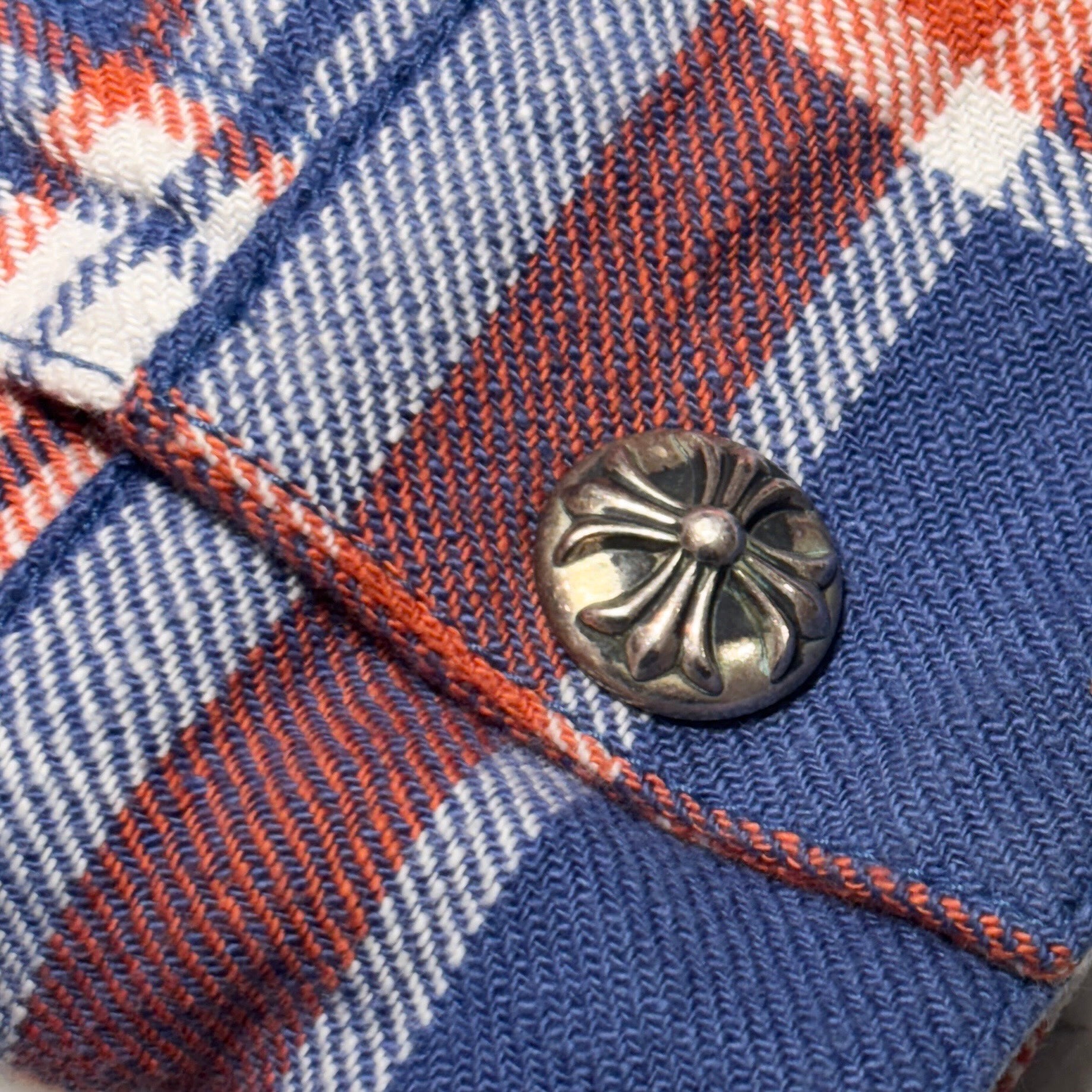 CHROME HEARTS Y NOT WORK DOG Flannel Check Shirt Jacket Size XL