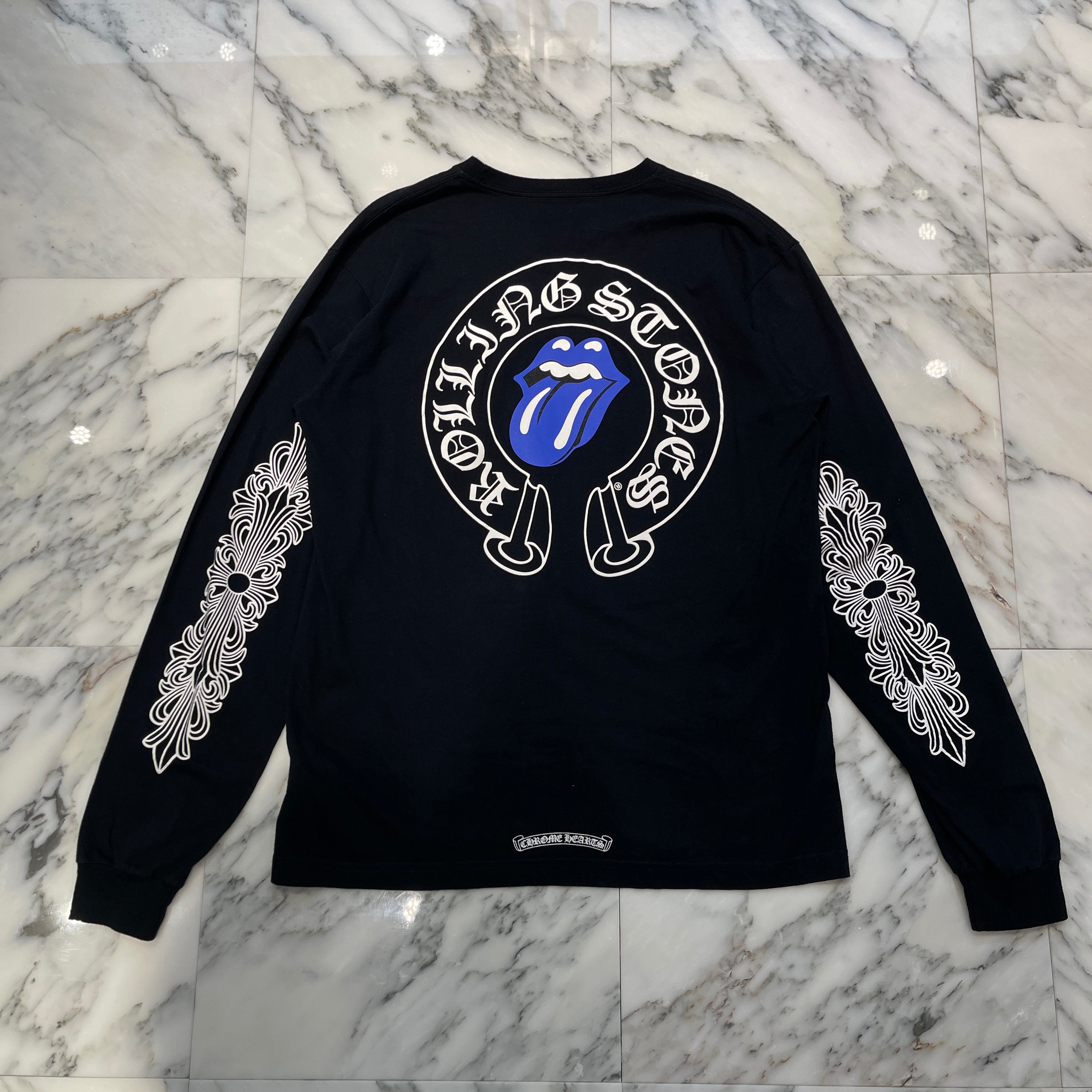 CHROME HEARTS × The Rolling Stones Lip & Tongue Horseshoe Long Sleeve Tee Size XL クロムハーツ × ザ ローリングストーンズ リップ&タン ホースシュー ロングスリーブ Tシャツ サイズXL