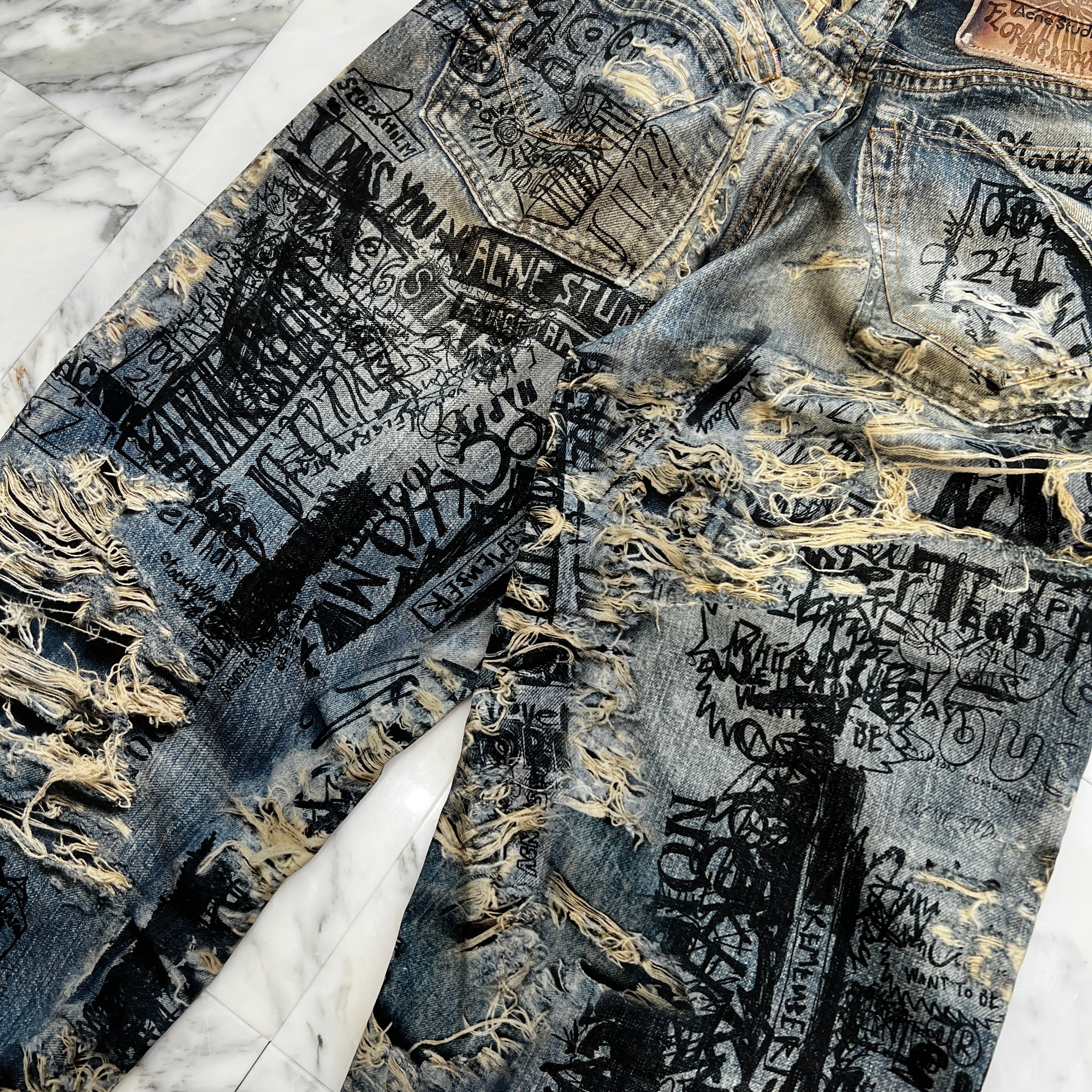 Acne Studios 2023SS 3D Printed Super Baggy Fit Jeans FN-MN-TROU001097 Size 46 アクネストゥディオス 3D プリントスーパーバギーフィットジーンズ サイズ46