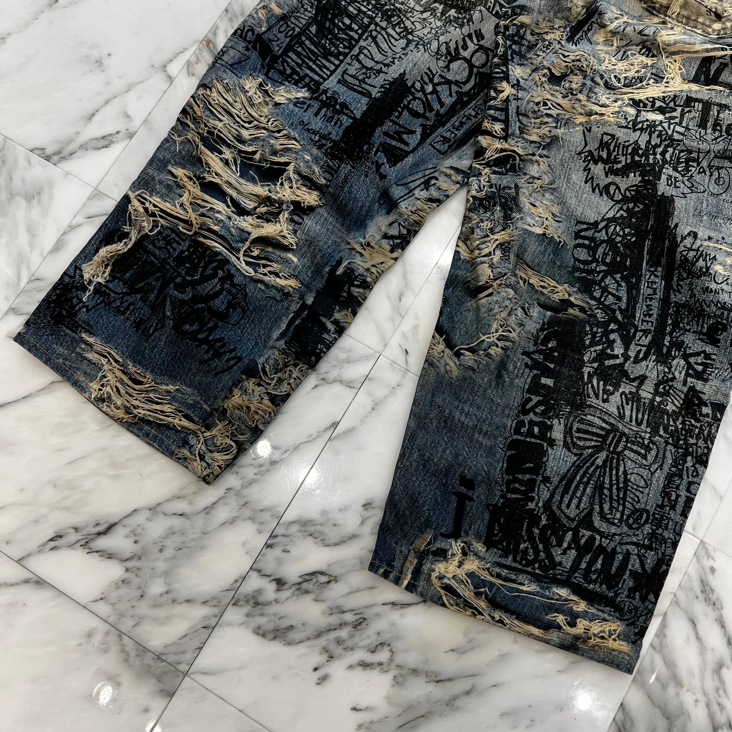 Acne Studios 2023SS 3D Printed Super Baggy Fit Jeans FN-MN-TROU001097 Size 46 アクネストゥディオス 3D プリントスーパーバギーフィットジーンズ サイズ46