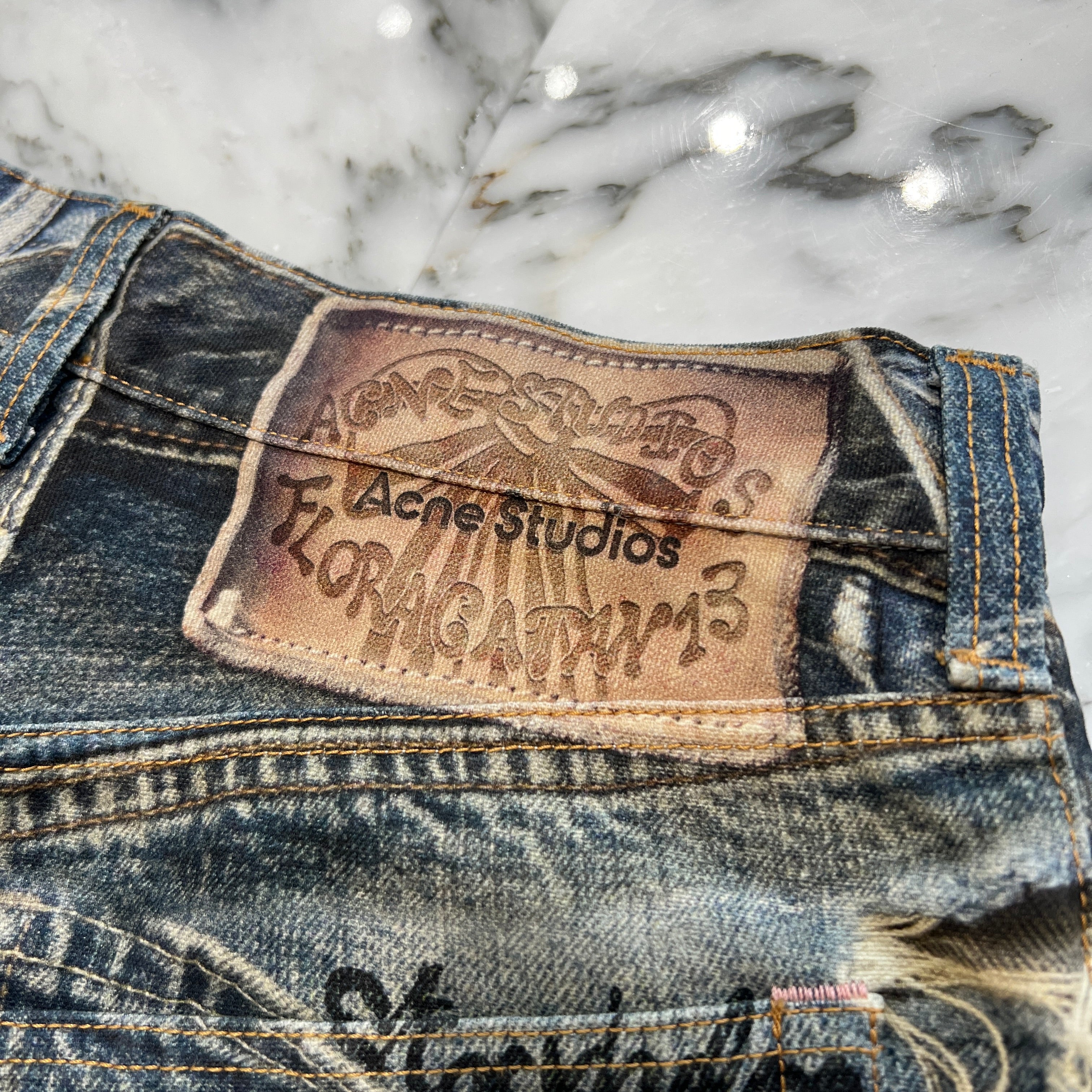 Acne Studios 2023SS 3D Printed Super Baggy Fit Jeans FN-MN-TROU001097 Size 46 アクネストゥディオス 3D プリントスーパーバギーフィットジーンズ サイズ46