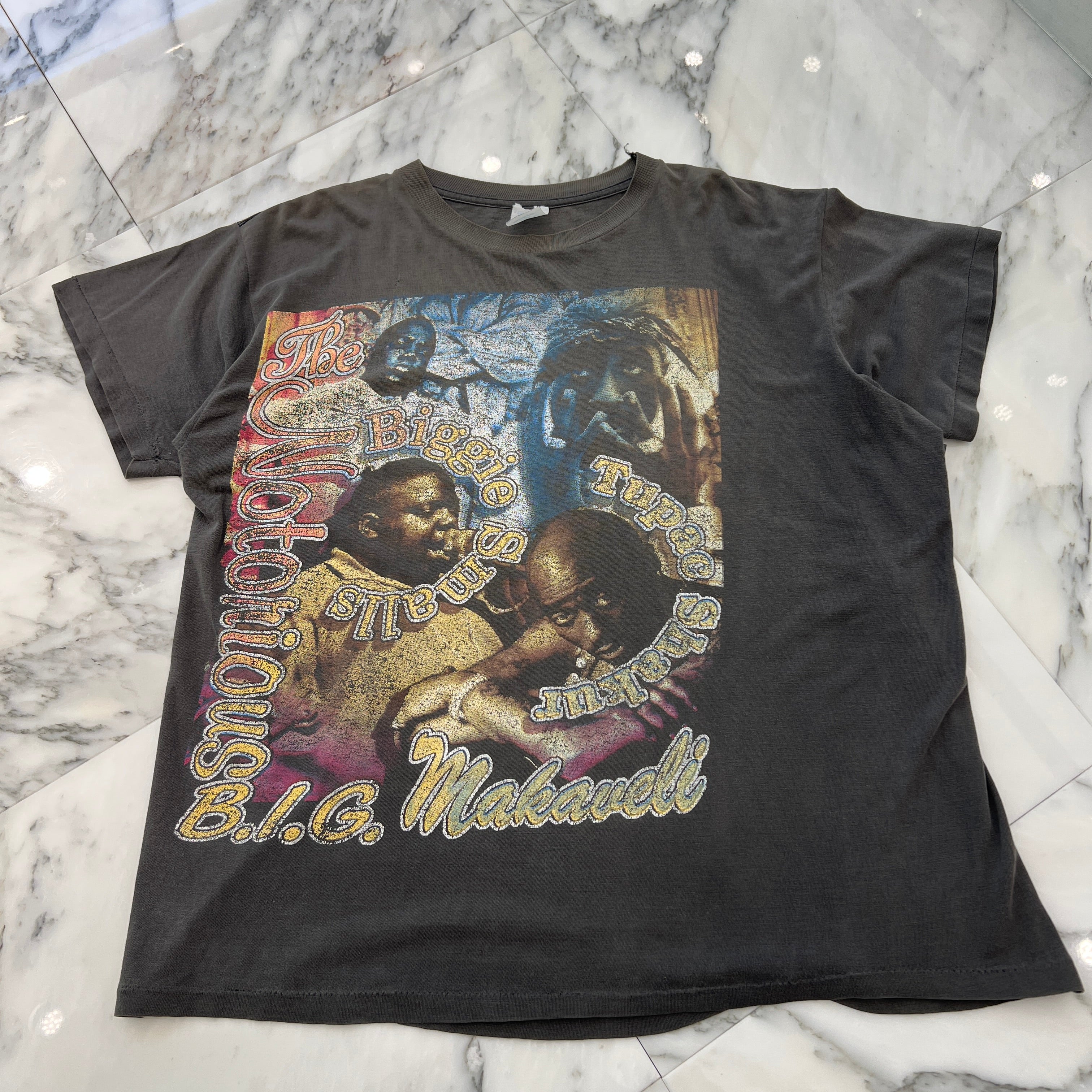 Vintage 90's 2 PAC × The Notorious B.I.G. Memorial Rap Design Short Hills S/S Tee Size XL 90's 2PAC × The Notorious B.I.G. メモリアルラップデザイン ショートヒルズ社製 Tシャツ サイズXL