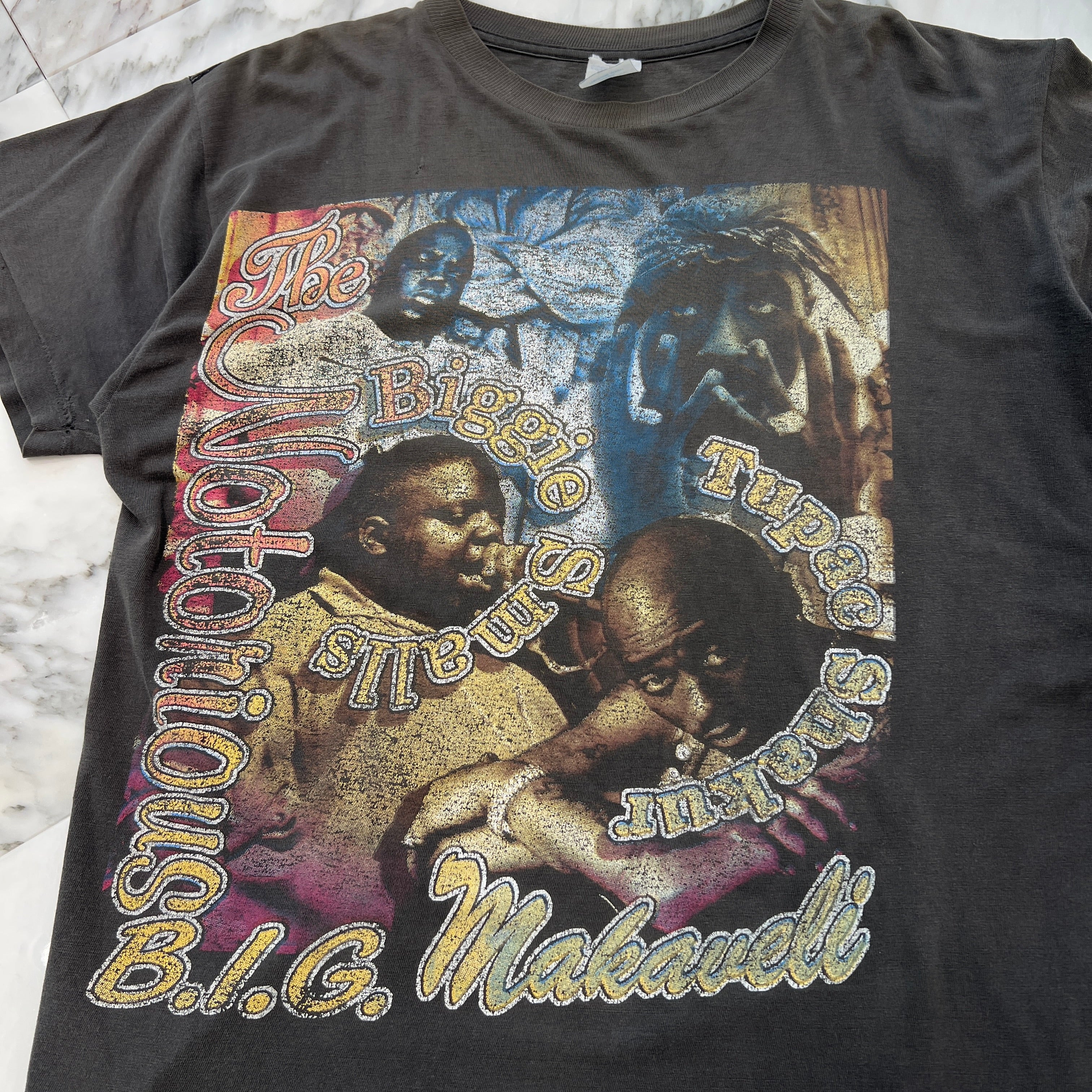 Vintage 90's 2 PAC × The Notorious B.I.G. Memorial Rap Design Short Hills S/S Tee Size XL 90's 2PAC × The Notorious B.I.G. メモリアルラップデザイン ショートヒルズ社製 Tシャツ サイズXL