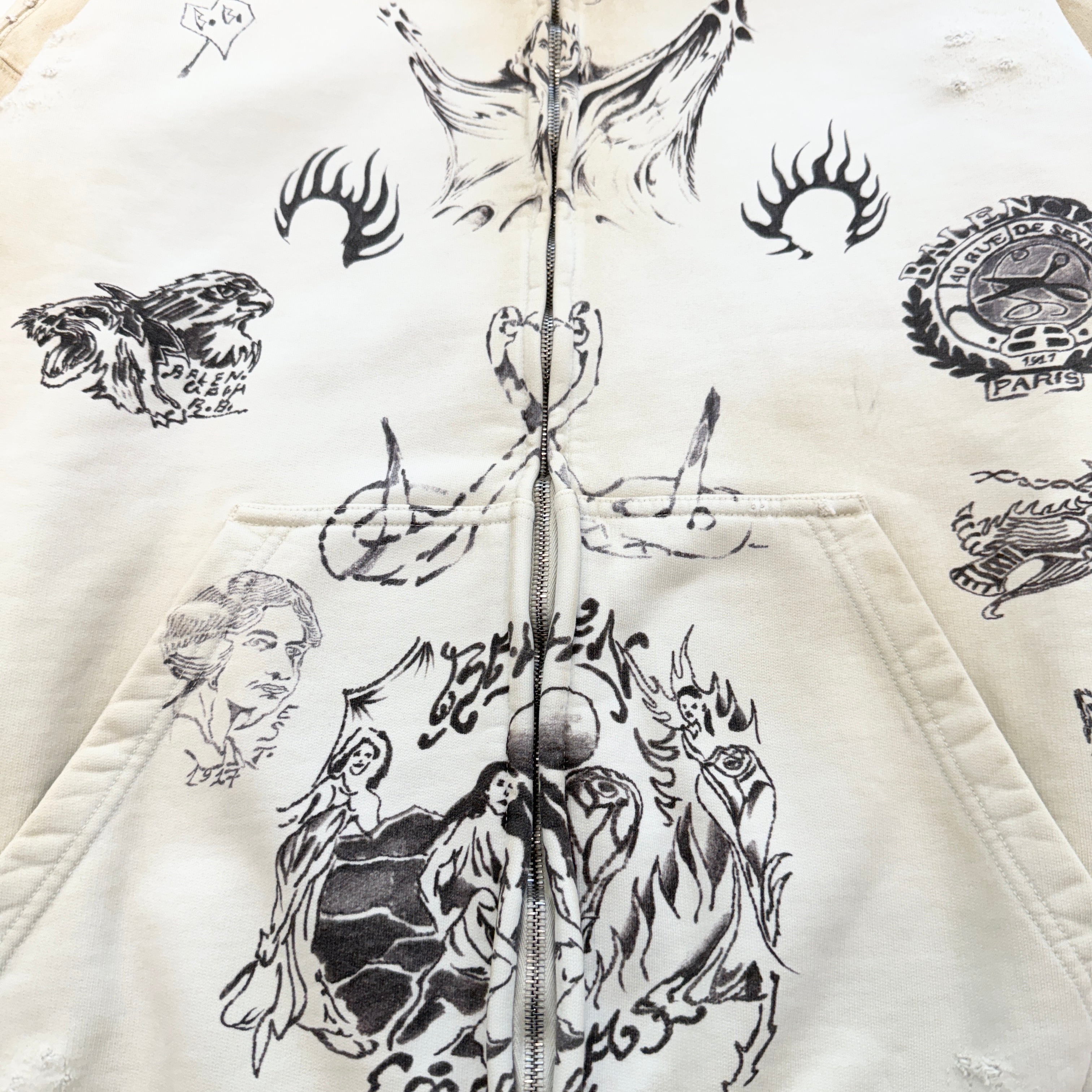 BALENCIAGA 2024SS Vintage Graffiti Zip Up Hoodie 770939 TQVK1 Size M バレンシアガ グラフィティ ジップアップフーディ サイズM
