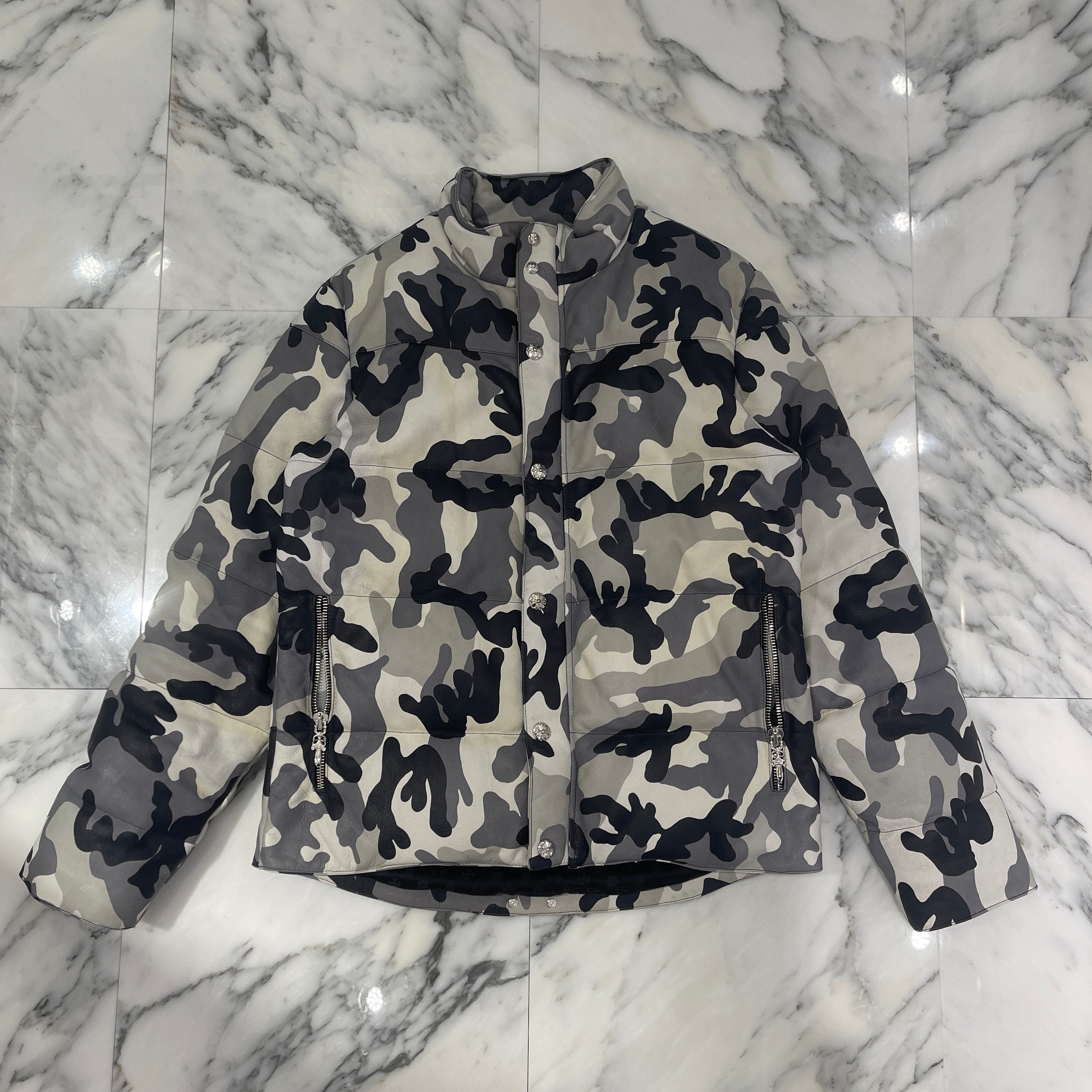 CHROME HEARTS Camo Leather Down Jacket SizeL クロムハーツ カモ