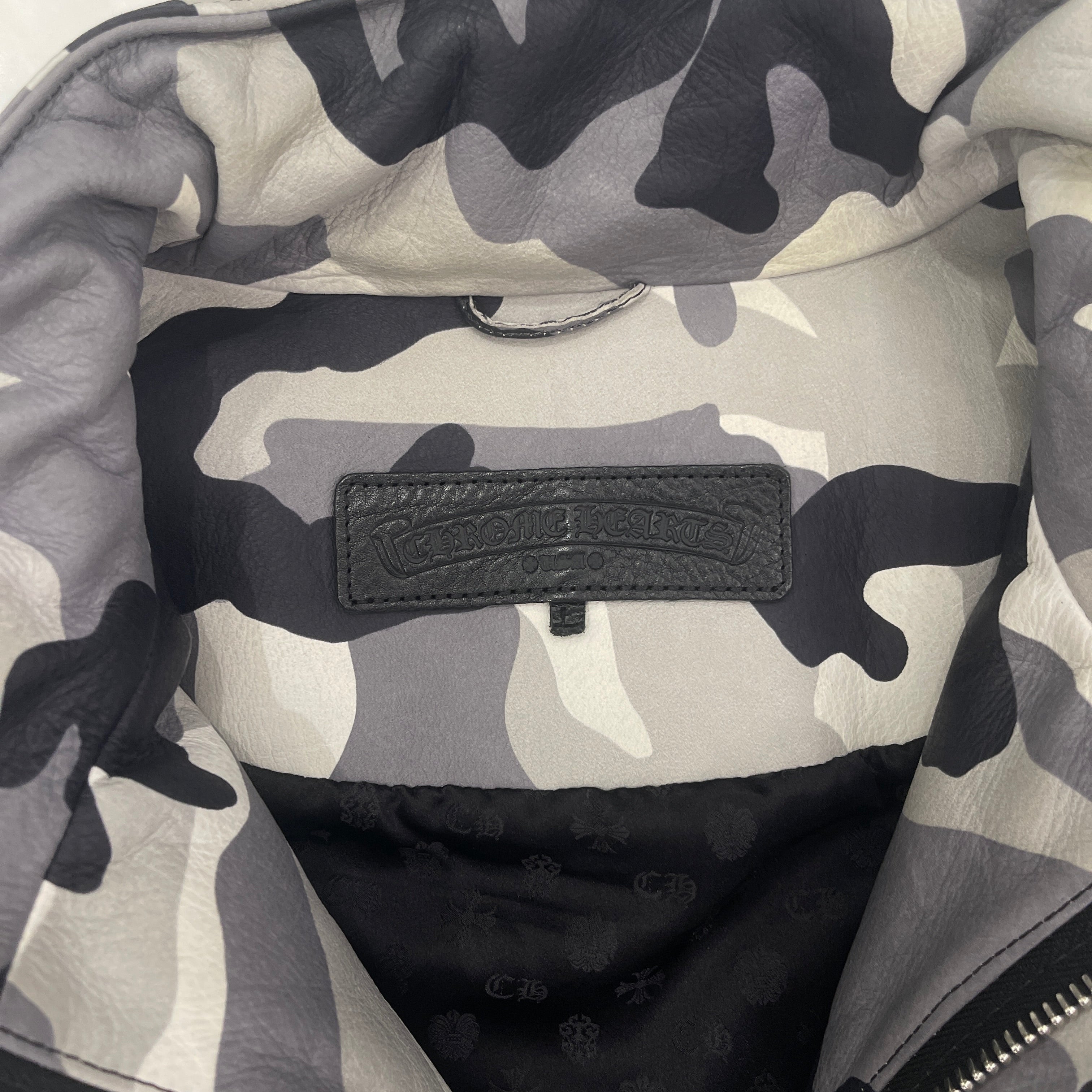 CHROME HEARTS Camo Leather Down Jacket SizeL クロムハーツ カモ