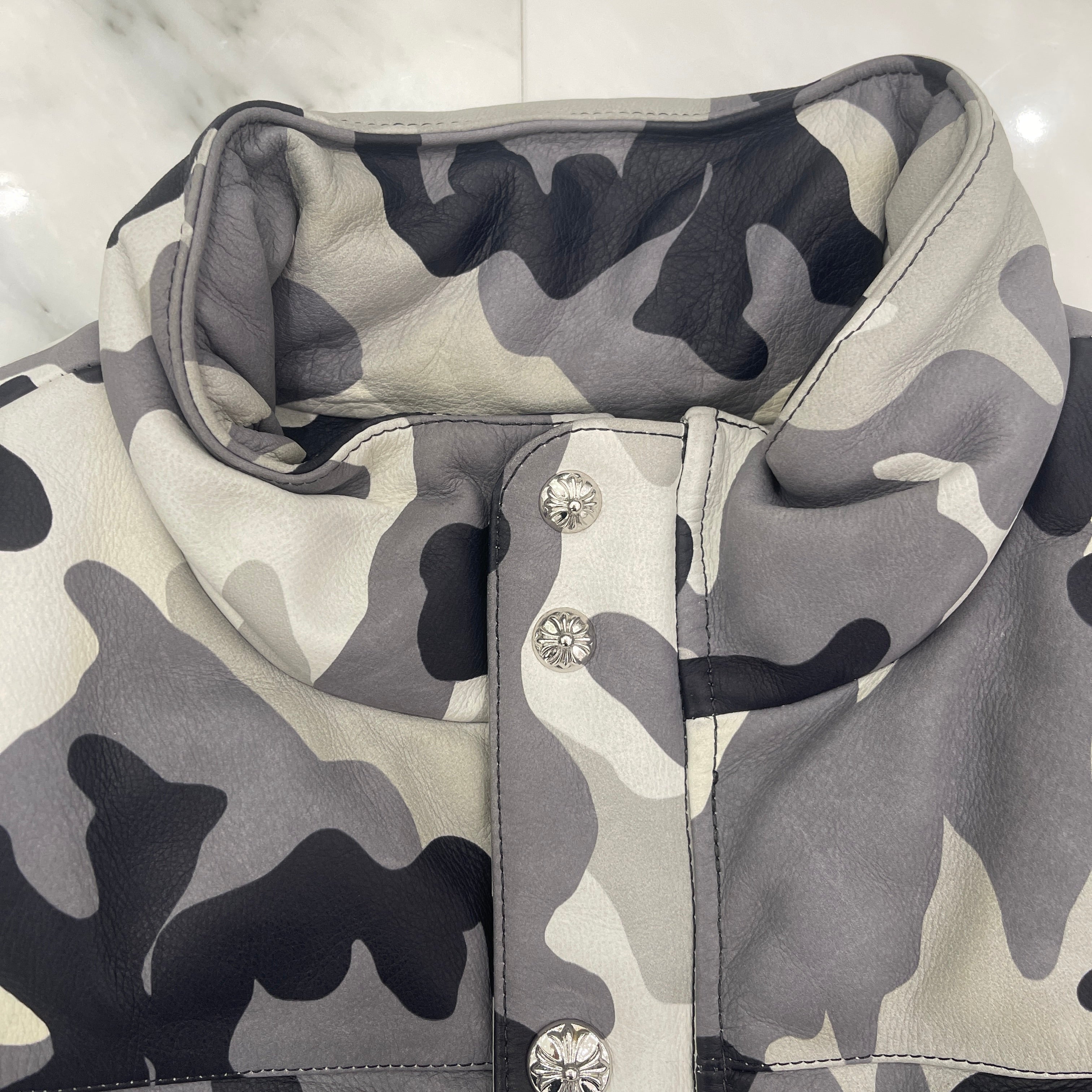 CHROME HEARTS Camo Leather Down Jacket SizeL クロムハーツ カモレザーダウンジャケット サイズL