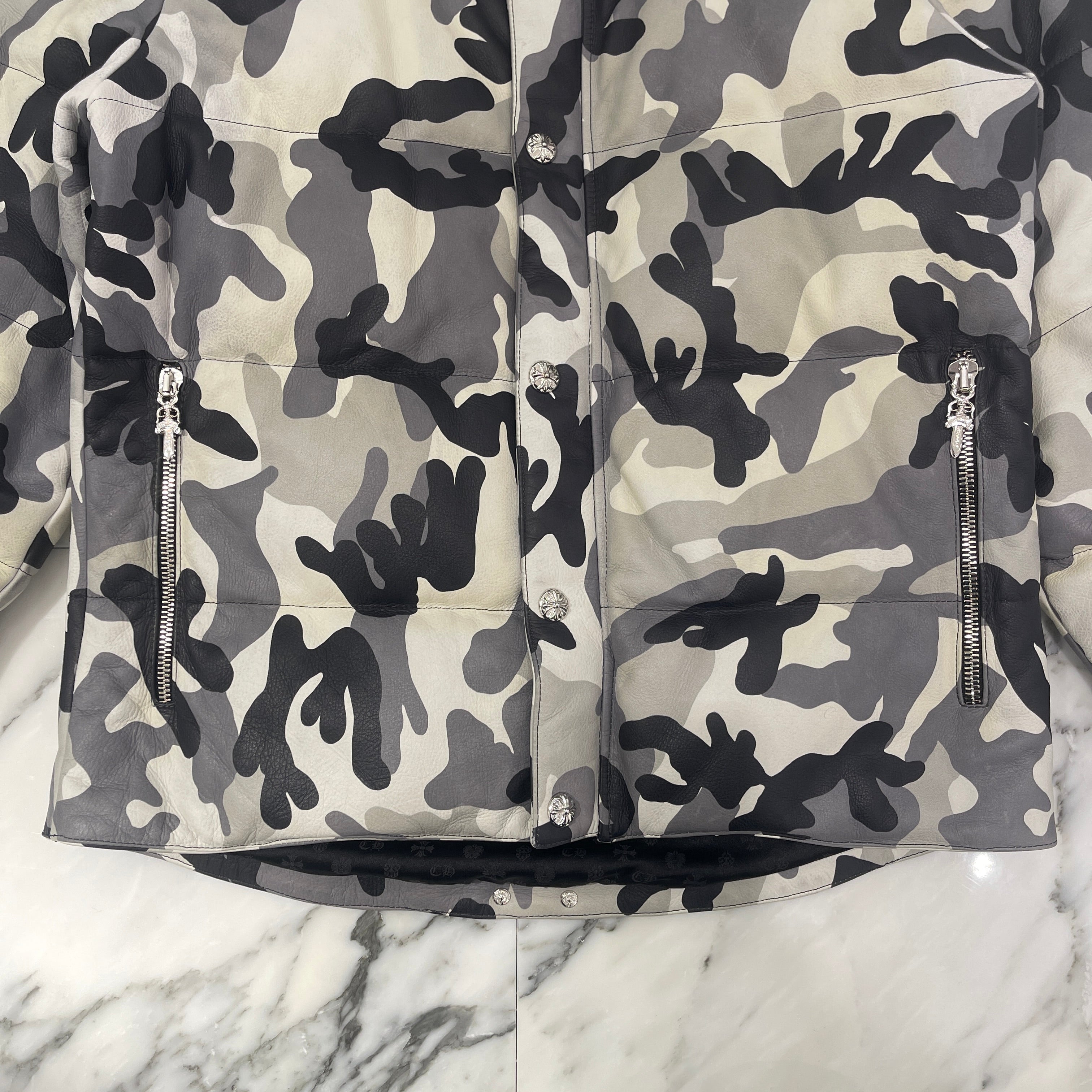CHROME HEARTS Camo Leather Down Jacket SizeL クロムハーツ カモ