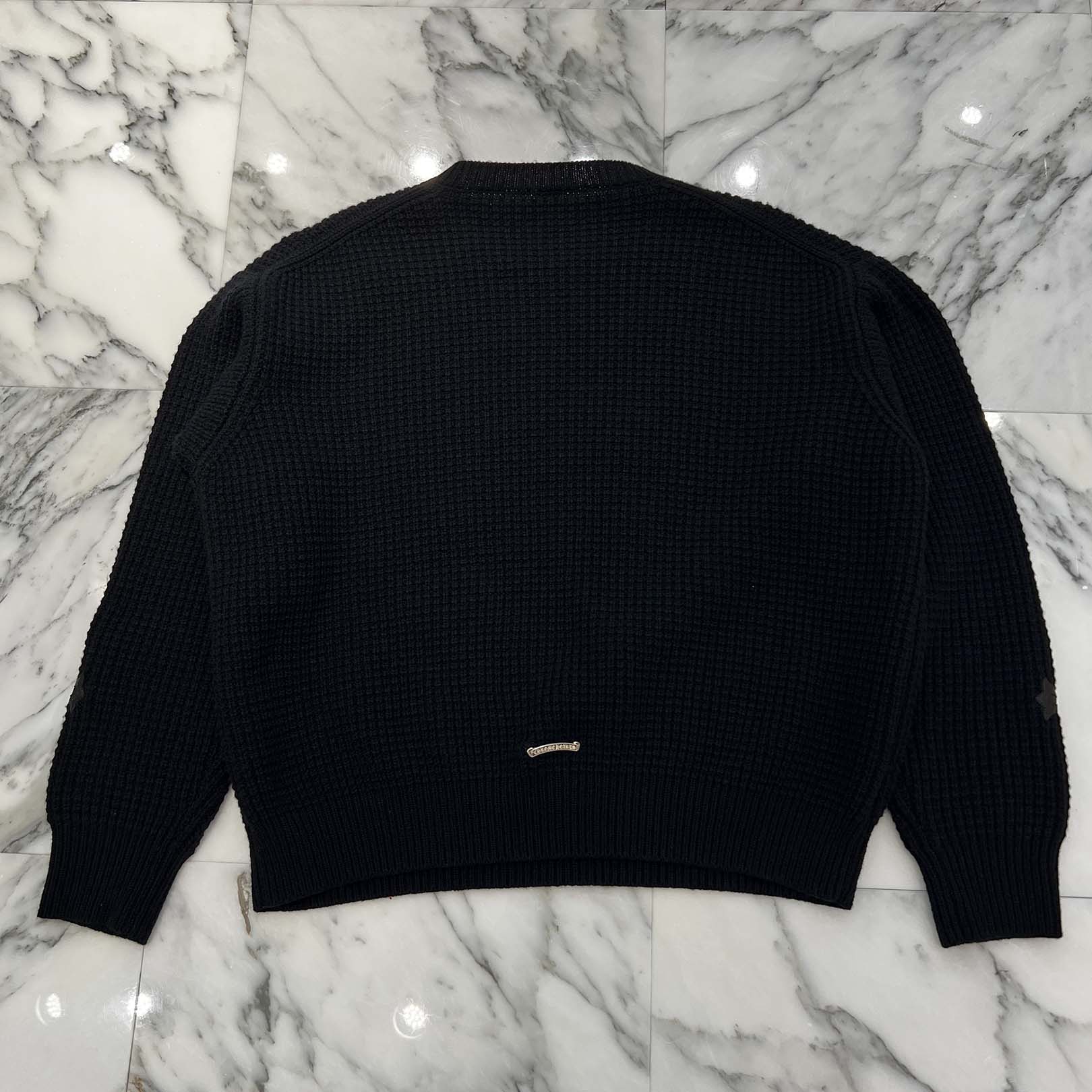 CHROME HEARTS Y NOT Cross Leather Patch Cashmere Knit Sweater Size M クロムハーツ ド ワイノット クロスレザーパッチ カシミヤ ニット セーター サイズM