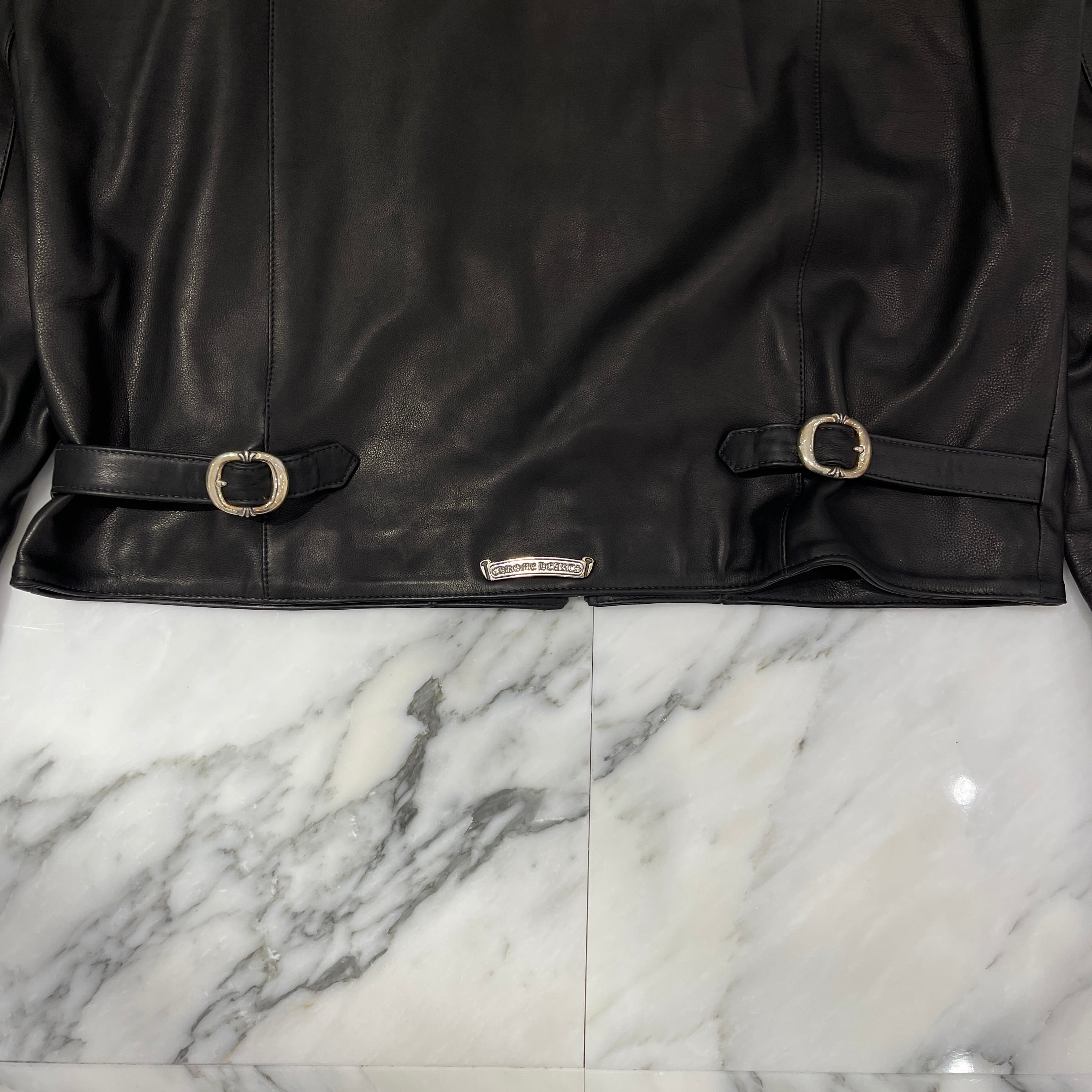 CHROME HEARTS "ACTIVE DUTY LEATHER" Dagger Zip Leather Single Riders Jacket Size L クロムハーツ  ダガージップレザーシングルライダースジャケット サイズL