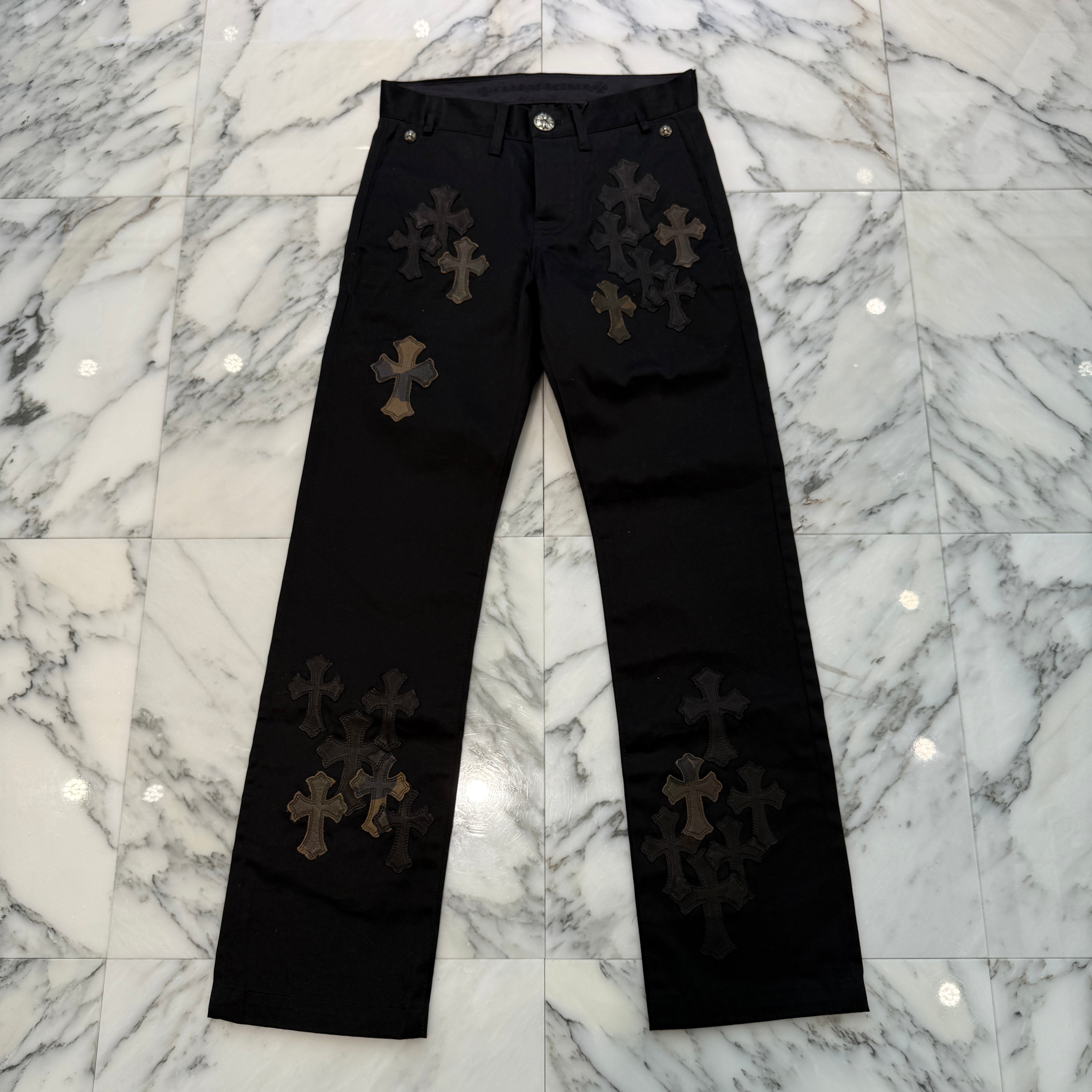 CHROME HEARTS Camouflage Cemetery Leather Cross Patch Chino Pants Size 27 クロムハーツ カモフラージュ セメタリー レザークロスパッチ チノパンツ サイズ27