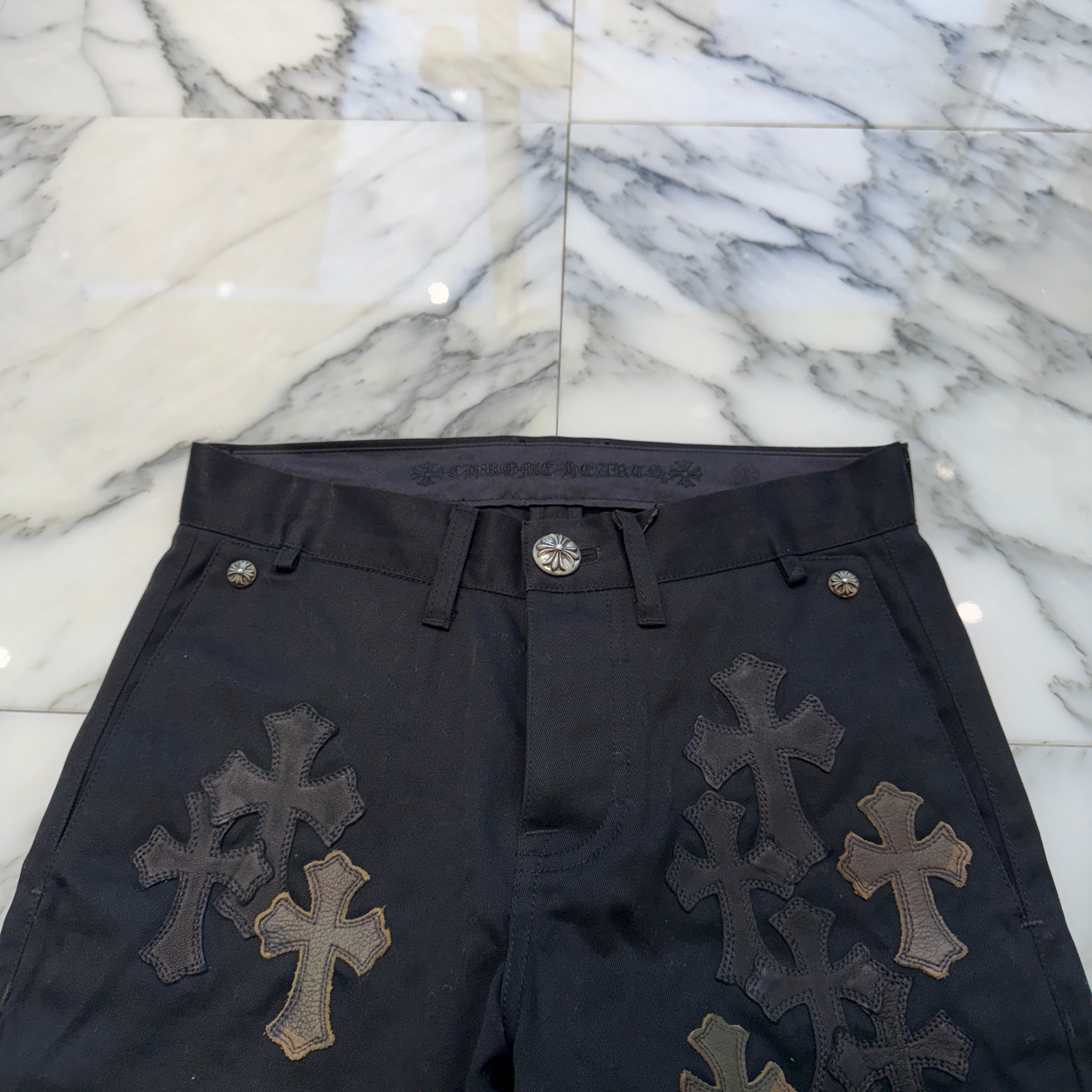 CHROME HEARTS Camouflage Cemetery Leather Cross Patch Chino Pants Size 27 クロムハーツ カモフラージュ セメタリー レザークロスパッチ チノパンツ サイズ27
