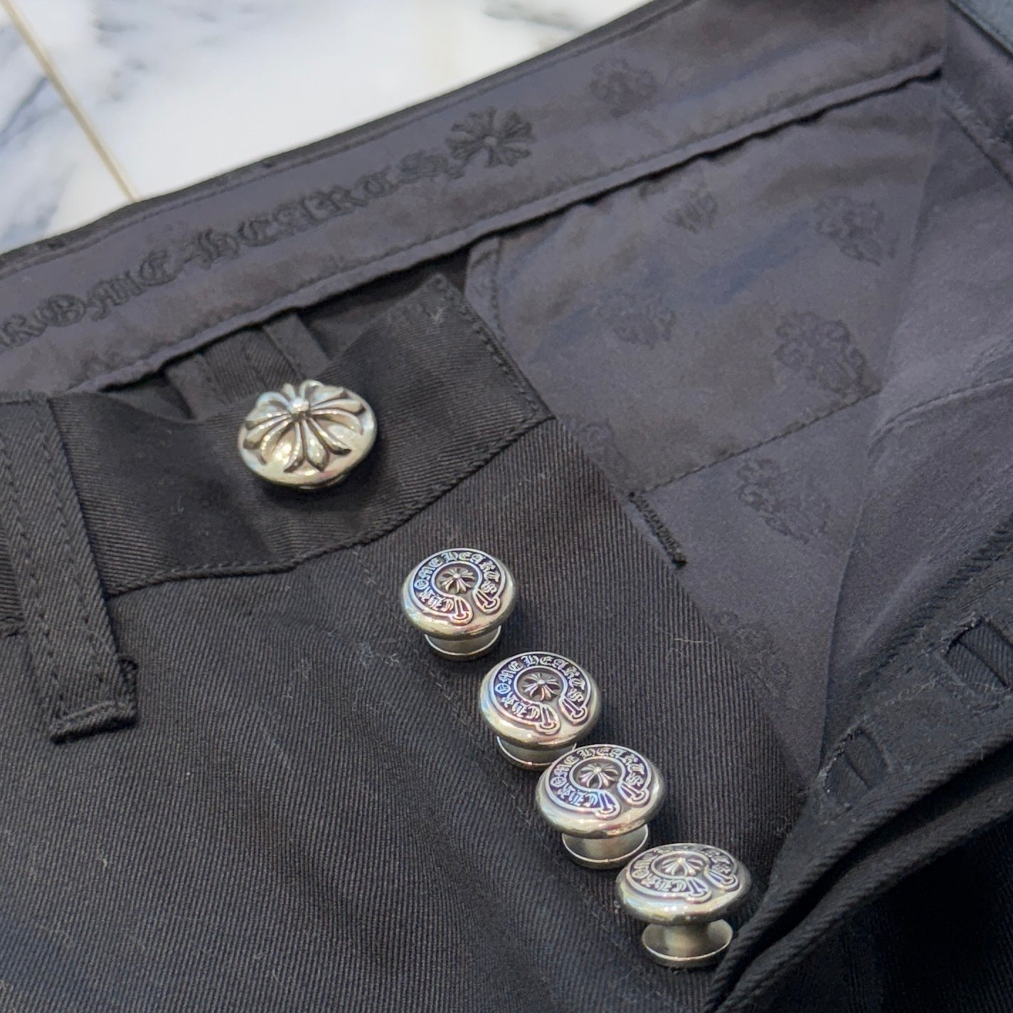 CHROME HEARTS Camouflage Cemetery Leather Cross Patch Chino Pants Size 27 クロムハーツ カモフラージュ セメタリー レザークロスパッチ チノパンツ サイズ27