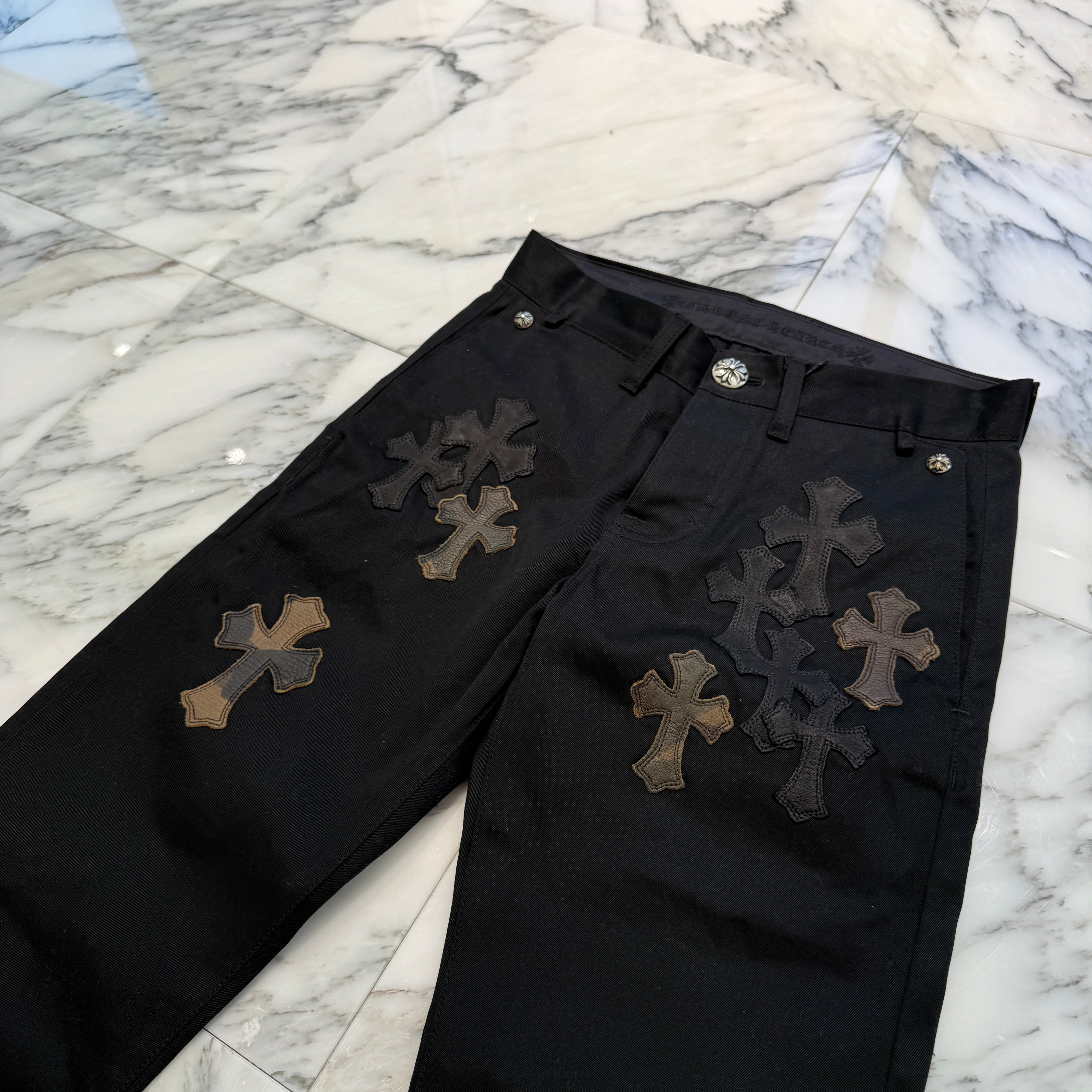 CHROME HEARTS Camouflage Cemetery Leather Cross Patch Chino Pants Size 27 クロムハーツ カモフラージュ セメタリー レザークロスパッチ チノパンツ サイズ27