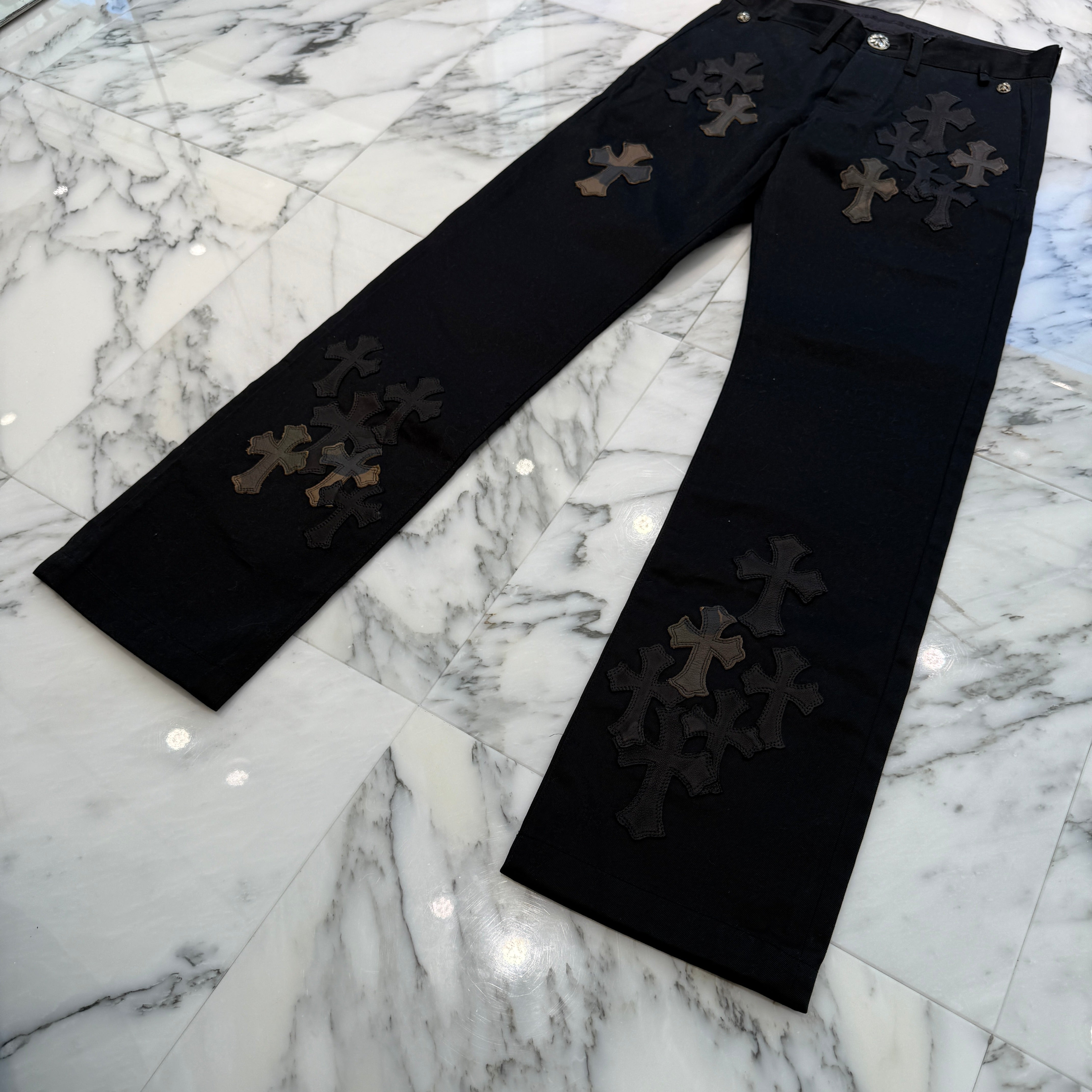 CHROME HEARTS Camouflage Cemetery Leather Cross Patch Chino Pants Size 27 クロムハーツ カモフラージュ セメタリー レザークロスパッチ チノパンツ サイズ27