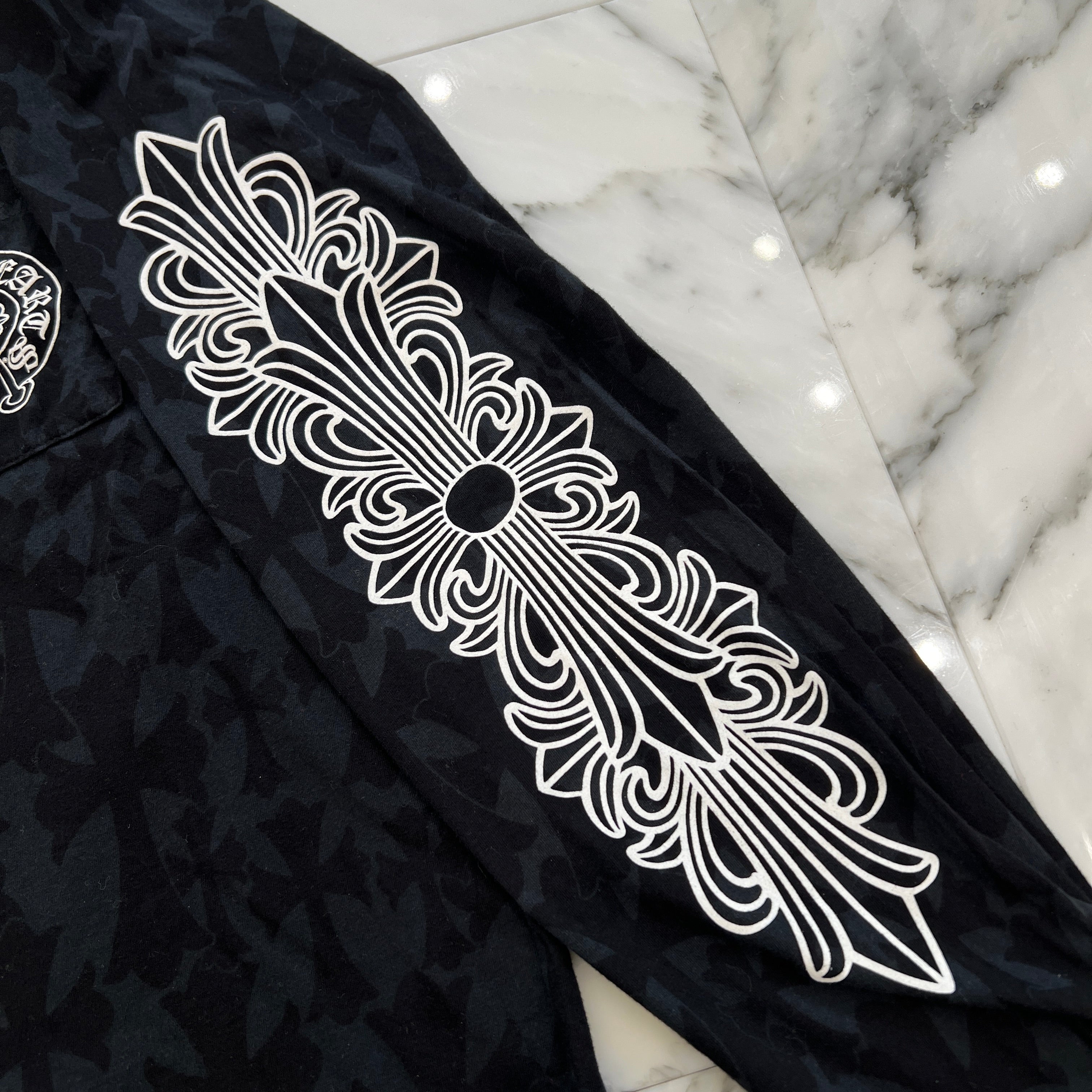 CHROME HEARTS 2024SS Graveyard Cemetery Cross Long Sleeve Tee Size L クロムハーツ グレイブヤード セメタリークロス ロングスリーブTシャツ 総柄 サイズL