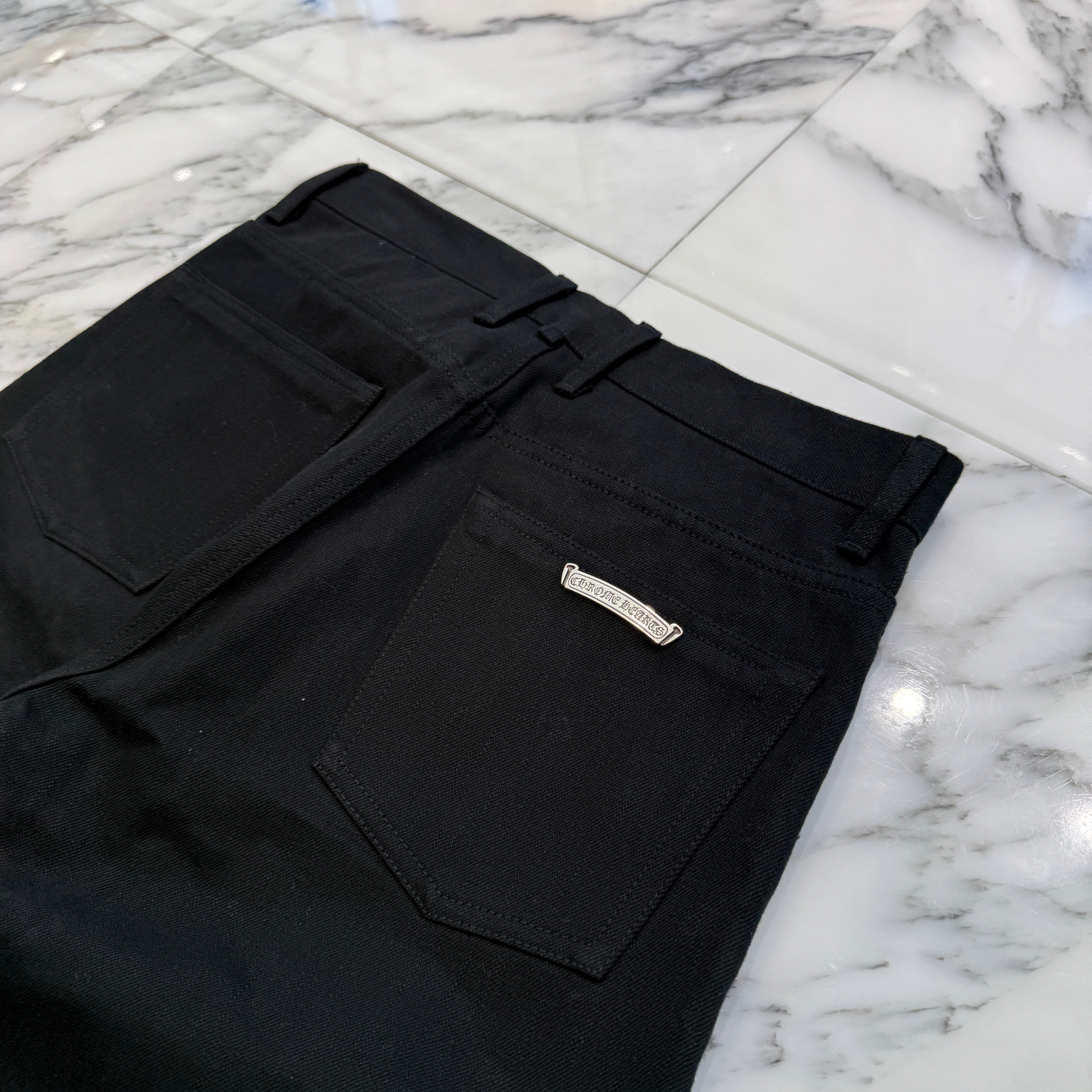 CHROME HEARTS Flare Knee Cross Ball Button Denim Pants Size 32 クロムハーツ フレアニー クロスボールボタン デニムパンツ サイズ32