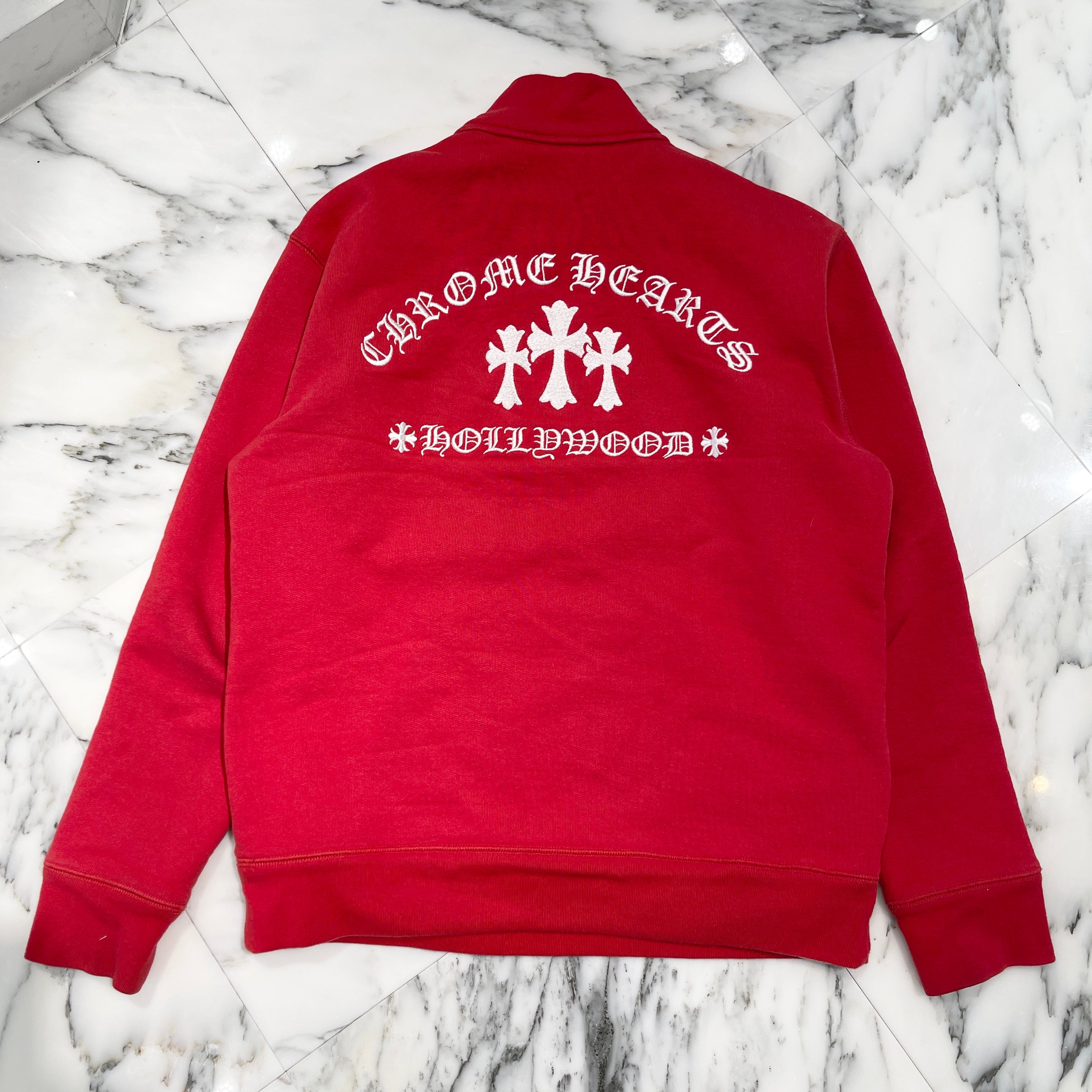 CHROME HEARTS Y NOT King Taco 3 Cemetery Cross Embroidery Half Zip Sweat Shirt Size L クロムハーツ ワイノット キングタコ 3 セメタリークロス刺繍 ハーフジップ スウェットシャツ サイズL