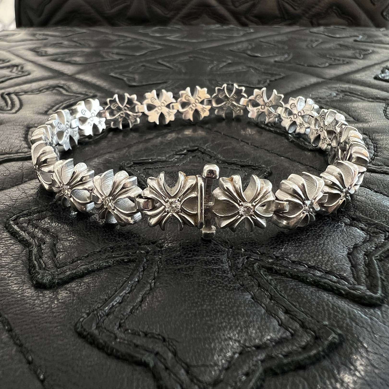 CHROME HEARTS X LINK Tiny Plus BRACELET Diamond White Rhodium Coating Size 19コマ クロムハーツ X リンク タイニープラス ブレスレット ダイヤモンド ホワイトロジウムコーティング サイズ19コマ