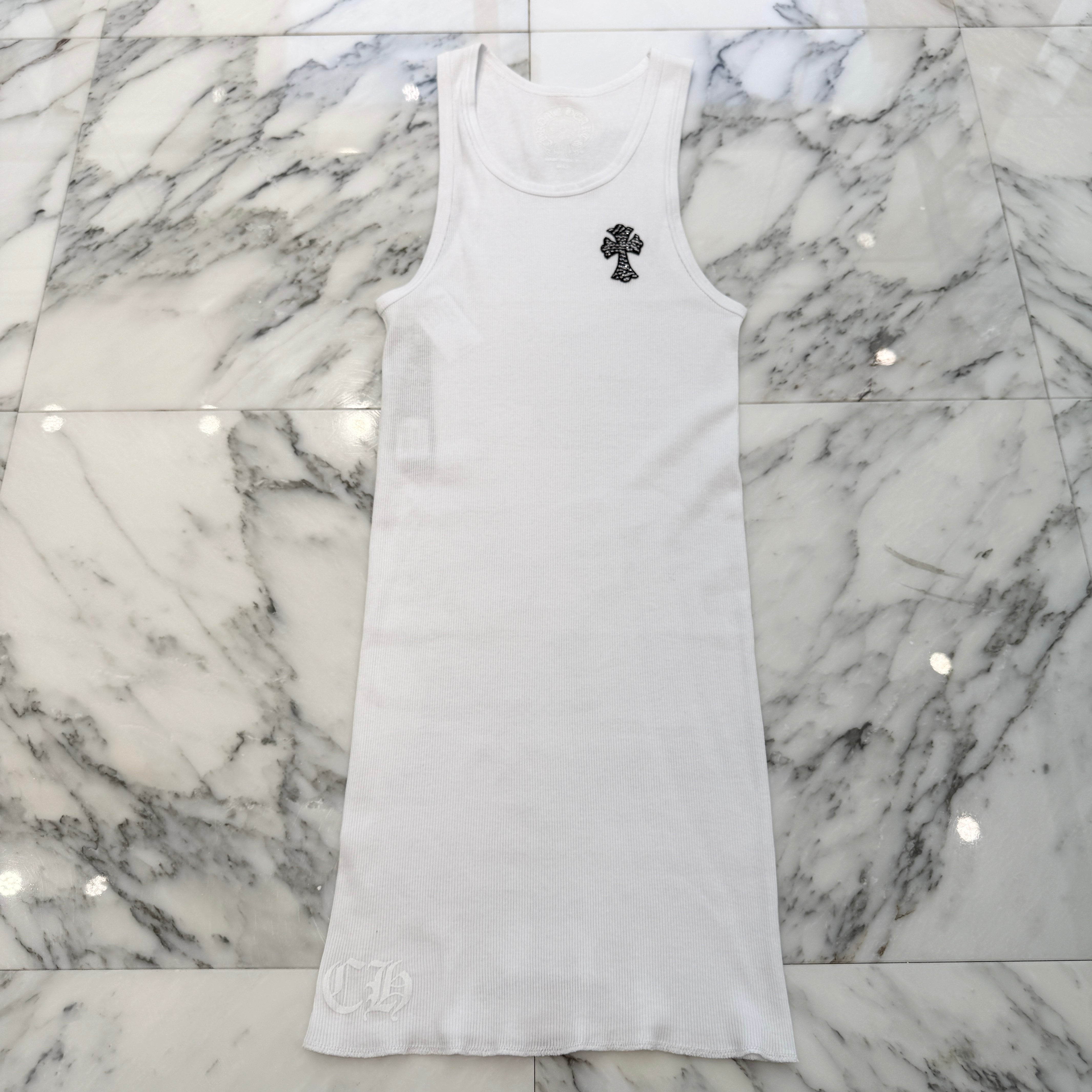 CHROME HEARTS St. Barth Limited Beads Zebra Embroidery Cross Tank Top Size M/L クロムハーツ セントバース限定 ビーズ ゼブラ柄 刺繍 クロス タンクトップ サイズM/L