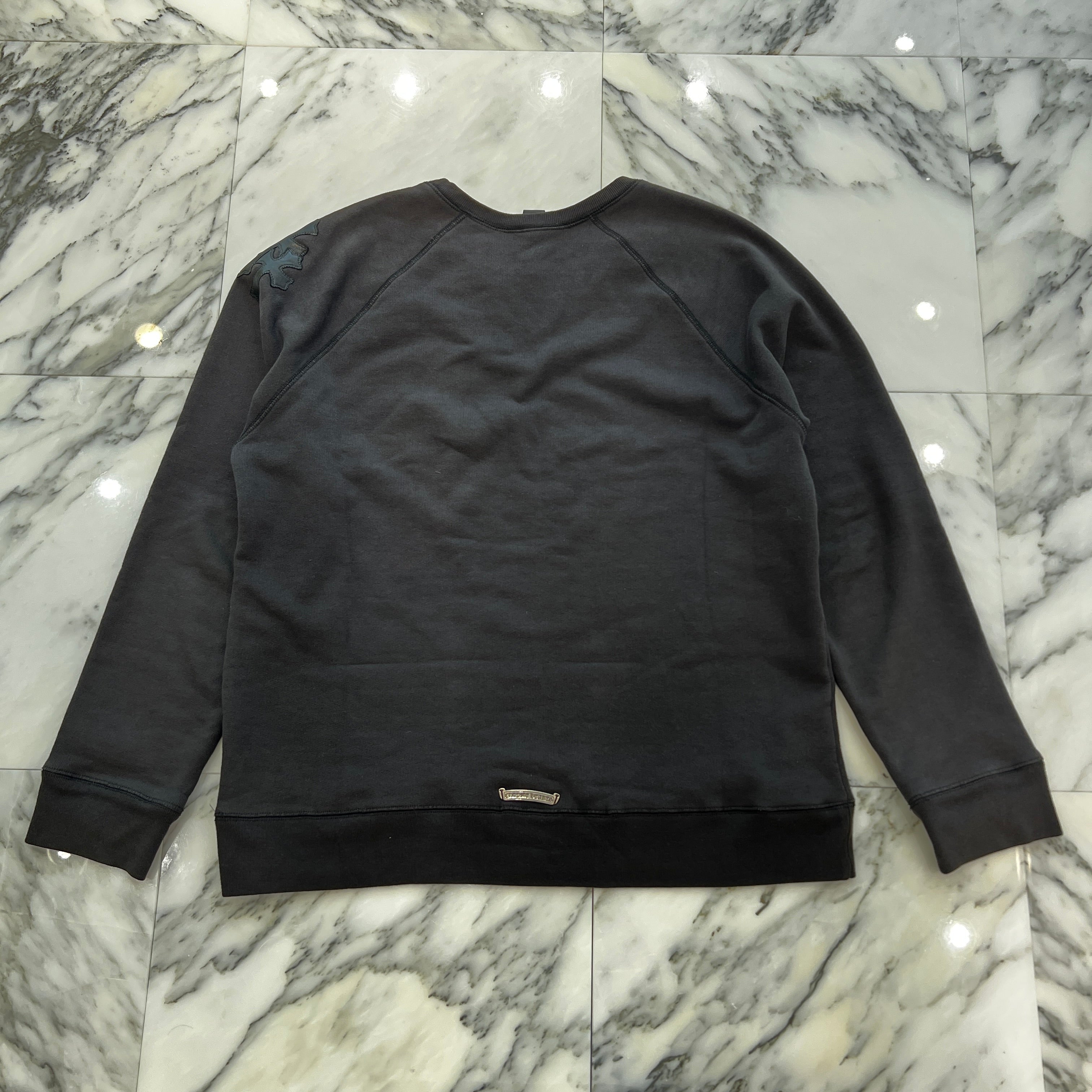 CHROME HEARTS Y NOT Cemetery Cross Leather Patch Sweatshirt Size L クロムハーツ ワイノット セメタリークロス レザーパッチ スウェットシャツ サイズL