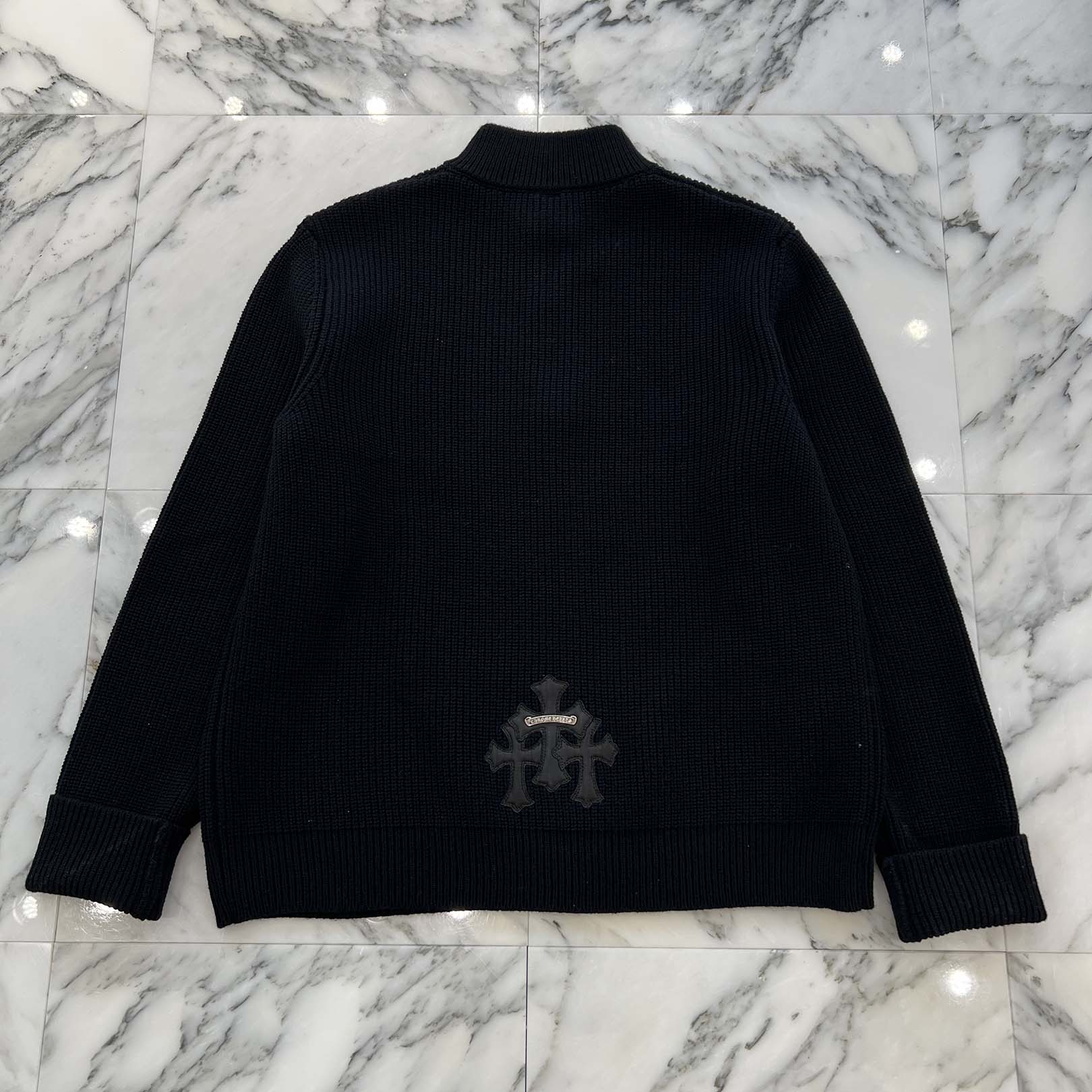 CHROME HEARTS Y NOT Triple Cross Patch Half Zip Cashmere Knit Sweater Size L クロムハーツ ワイノット トリプルクロスパッチ ハーフジップカシミア ニットセーター サイズL
