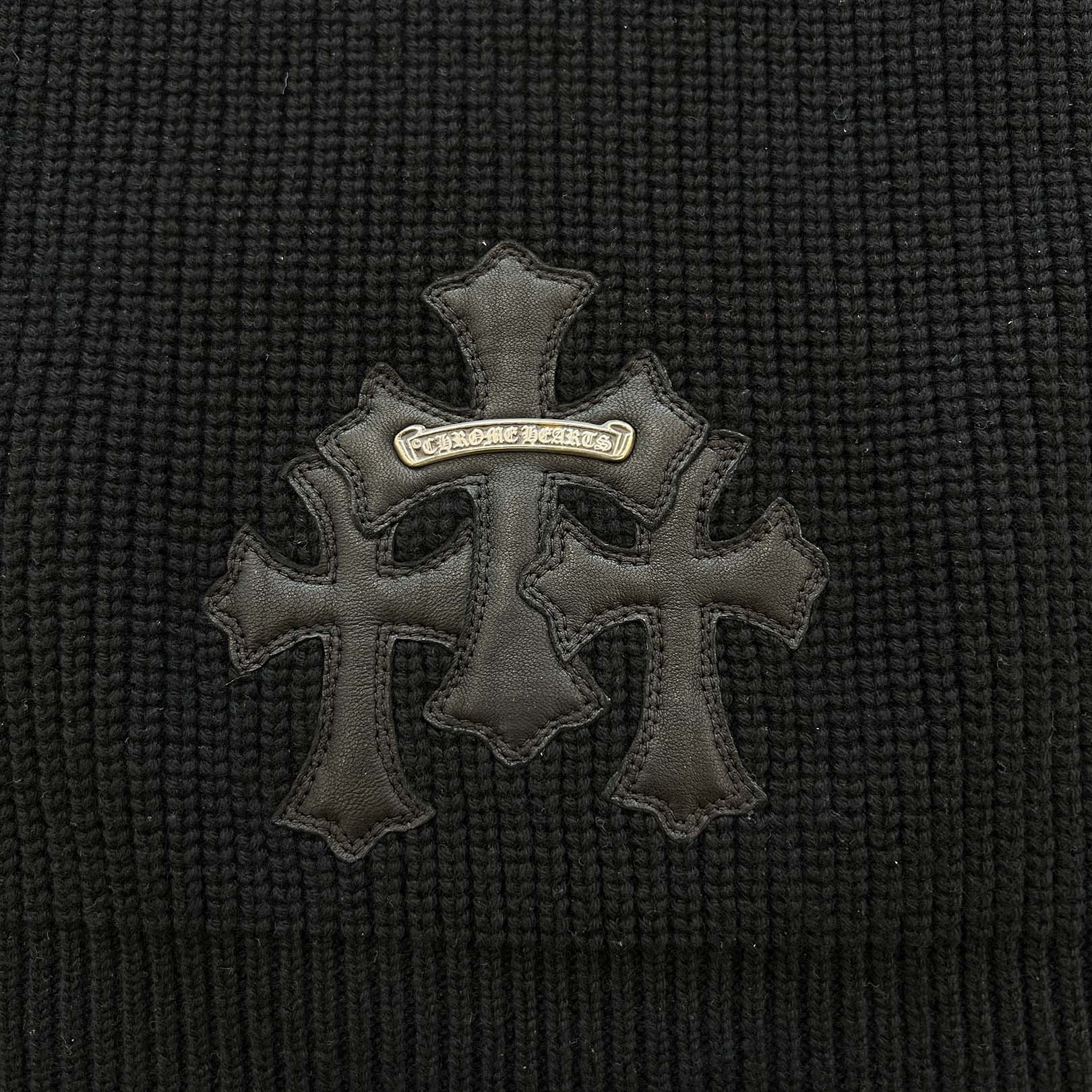 CHROME HEARTS Y NOT Triple Cross Patch Half Zip Cashmere Knit Sweater Size L クロムハーツ ワイノット トリプルクロスパッチ ハーフジップカシミア ニットセーター サイズL