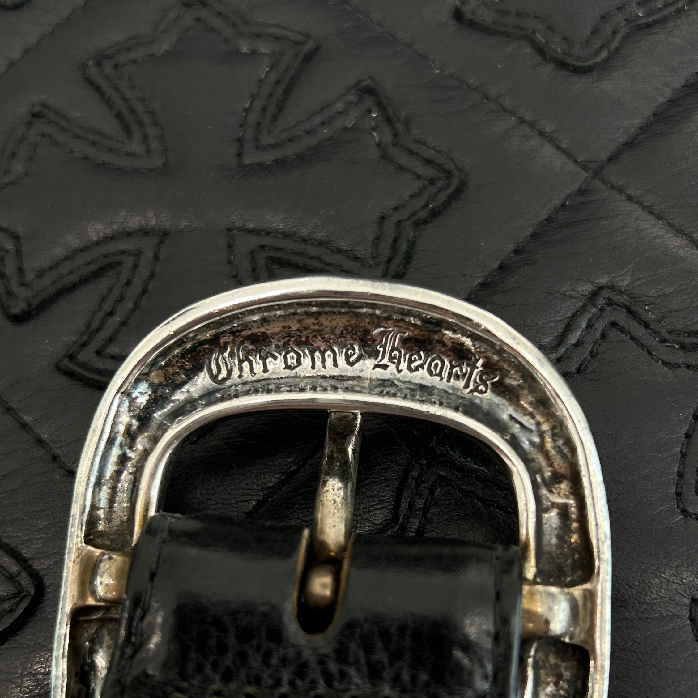 CHROME HEARTS Gunslinger Leather Belt Size 38 クロムハーツ ガン