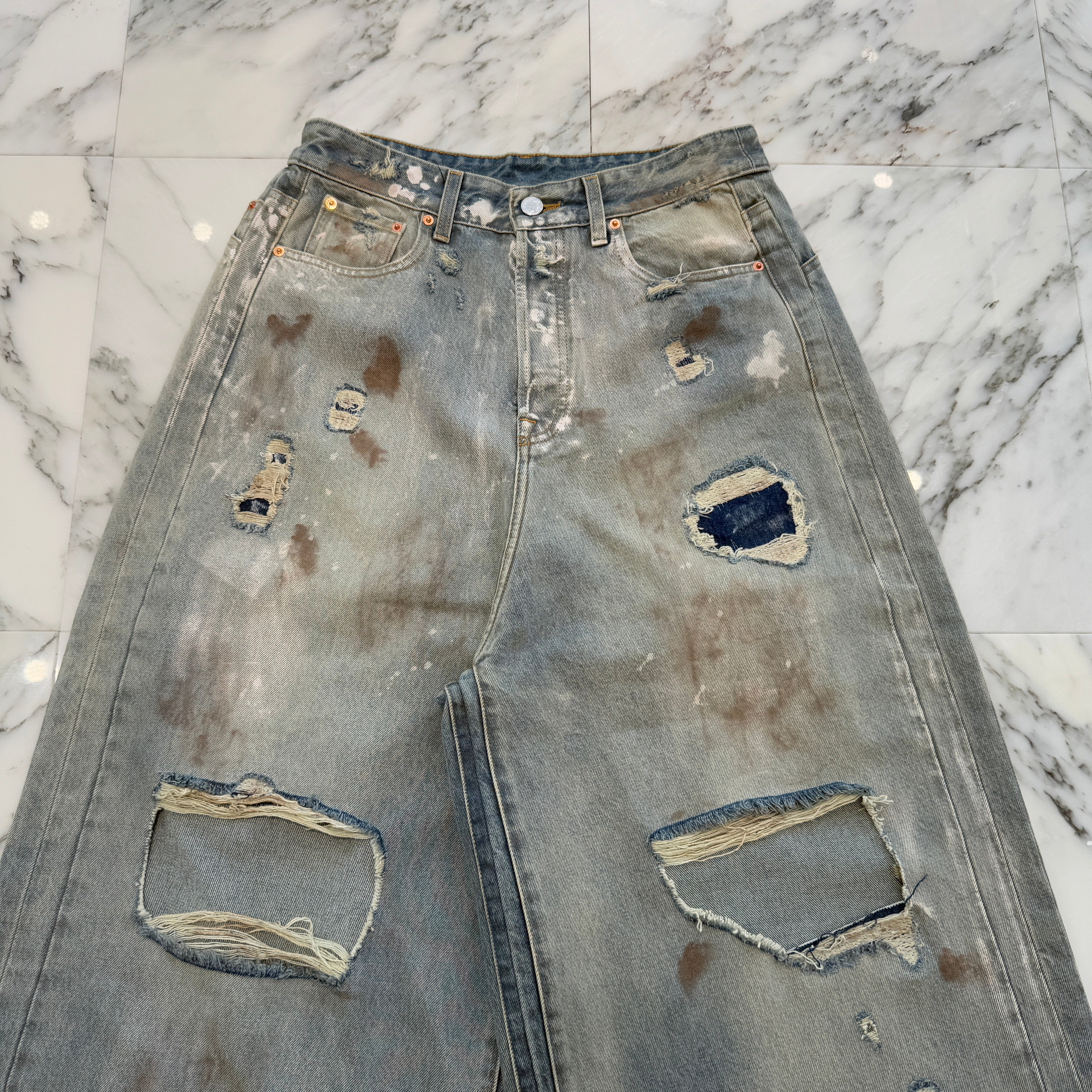 VETEMENTS 2024AW Distressed Trashed Big Shape Jeans UA65PA885N Size 31 ヴェトモン ディストレスト トラッシュド ビッグシェイプ ジーンズ サイズ31