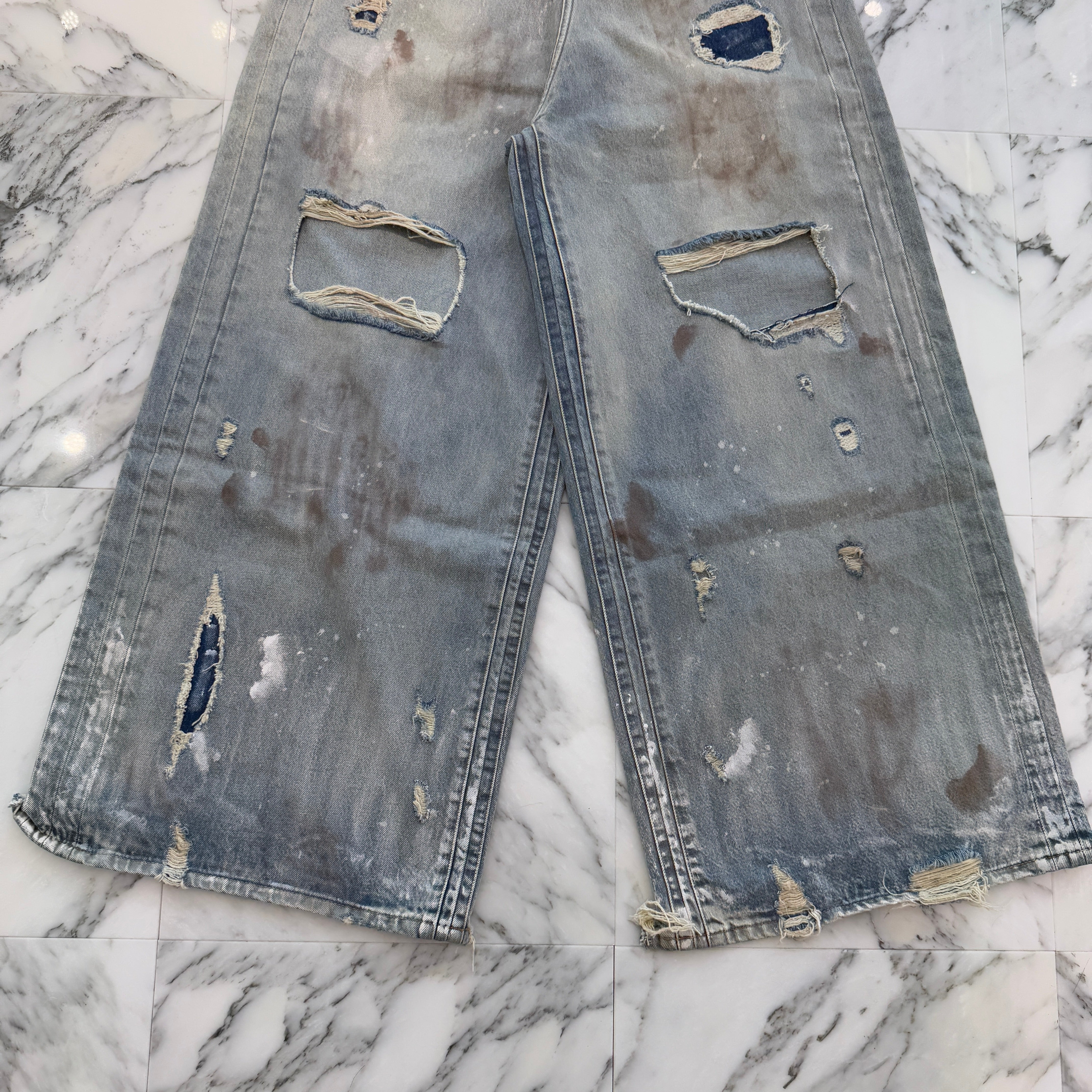 VETEMENTS 2024AW Distressed Trashed Big Shape Jeans UA65PA885N Size 31 ヴェトモン ディストレスト トラッシュド ビッグシェイプ ジーンズ サイズ31