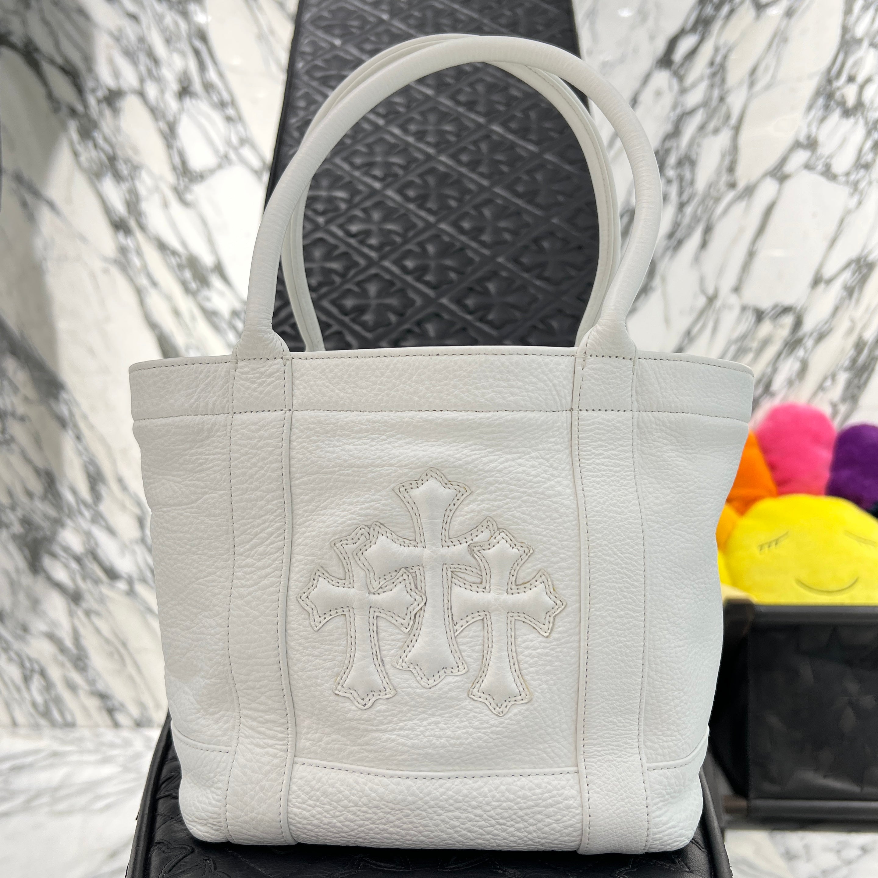 CHROME HEARTS 3 Cemetery Cross Leather Patch Tote Mini Bag クロムハーツ 3セメタリークロス レザーパッチ トート ミニ バッグ