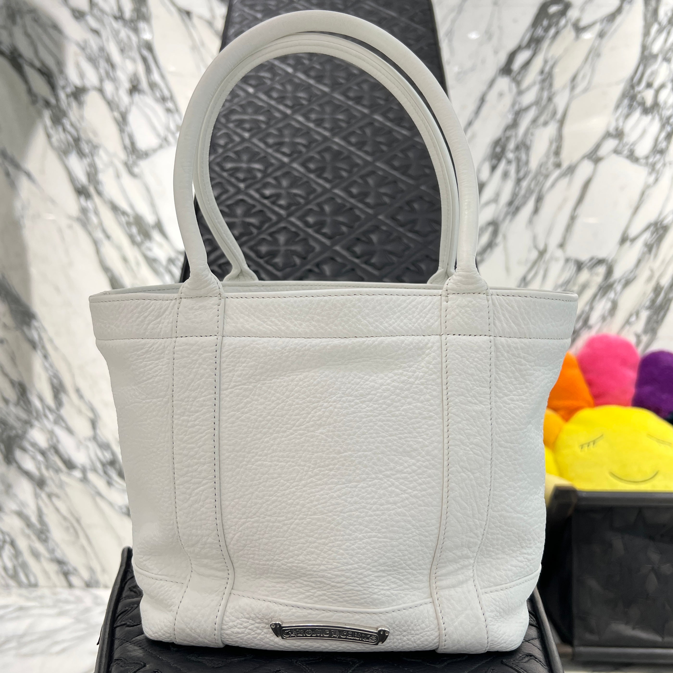 CHROME HEARTS 3 Cemetery Cross Leather Patch Tote Mini Bag クロム