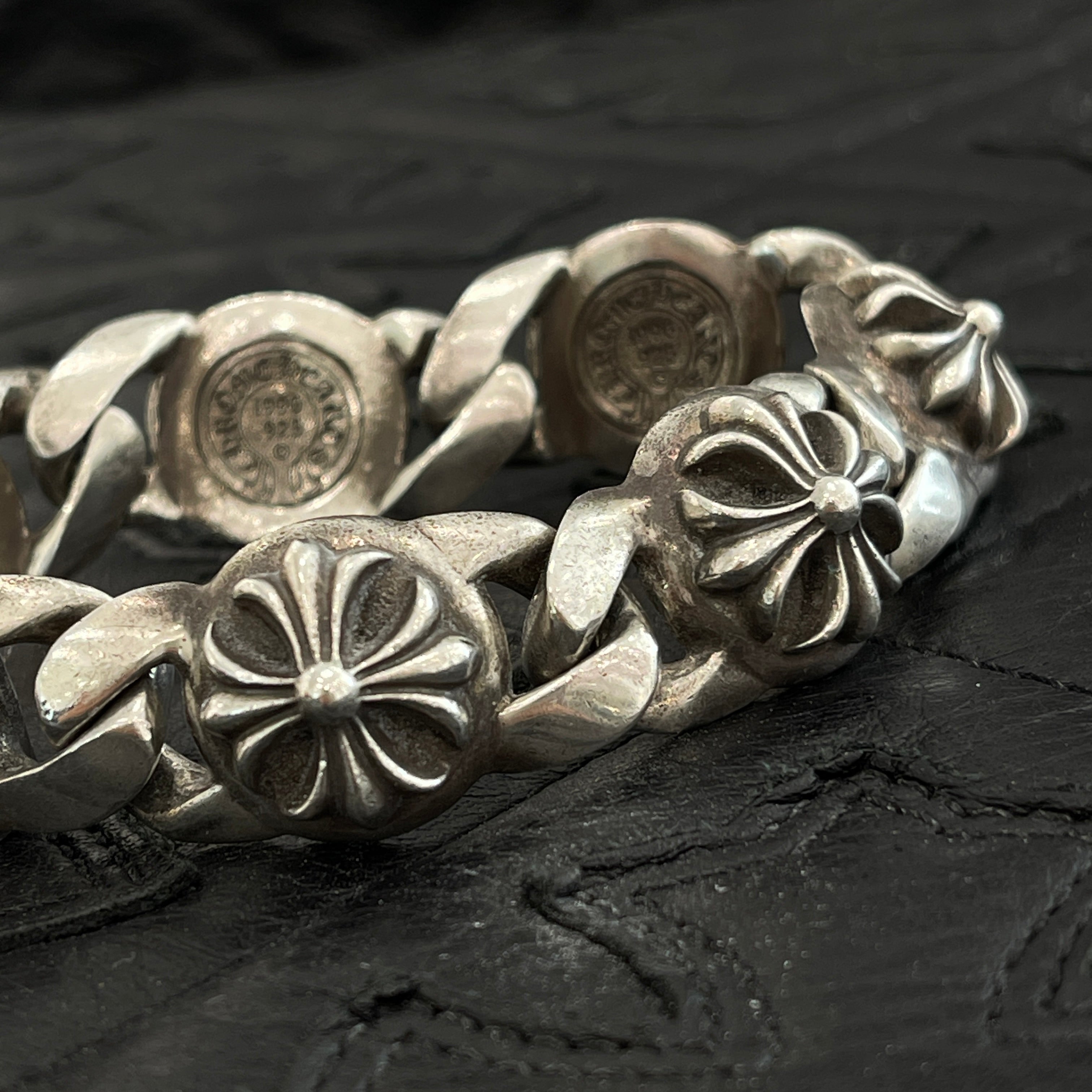 CHROME HEARTS CH Plus Cross Link Sliver Bracelet 6 LINK