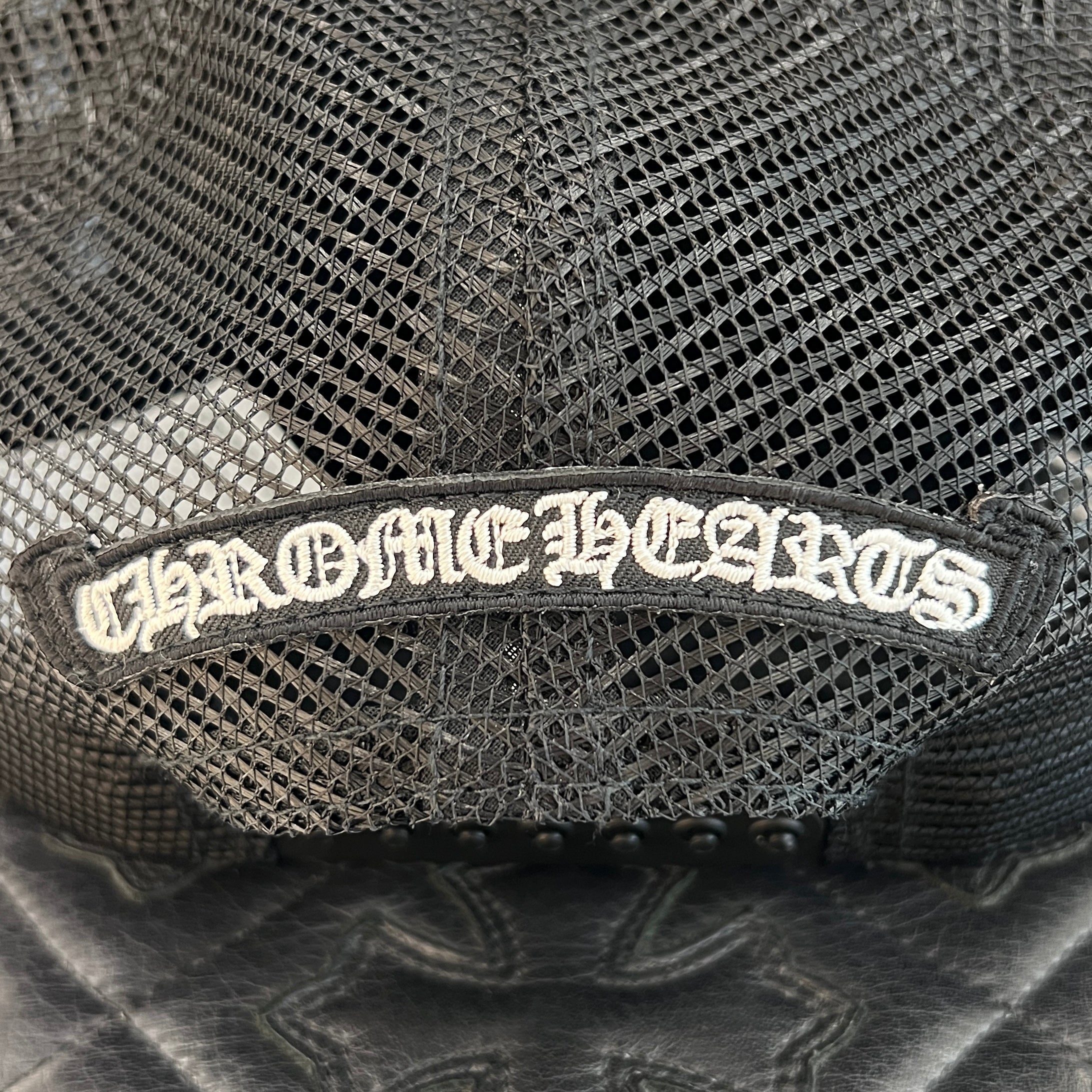 CHROME HEARTS Camo Triple Cross Leather Patch Trucker Cap ONE SIZE