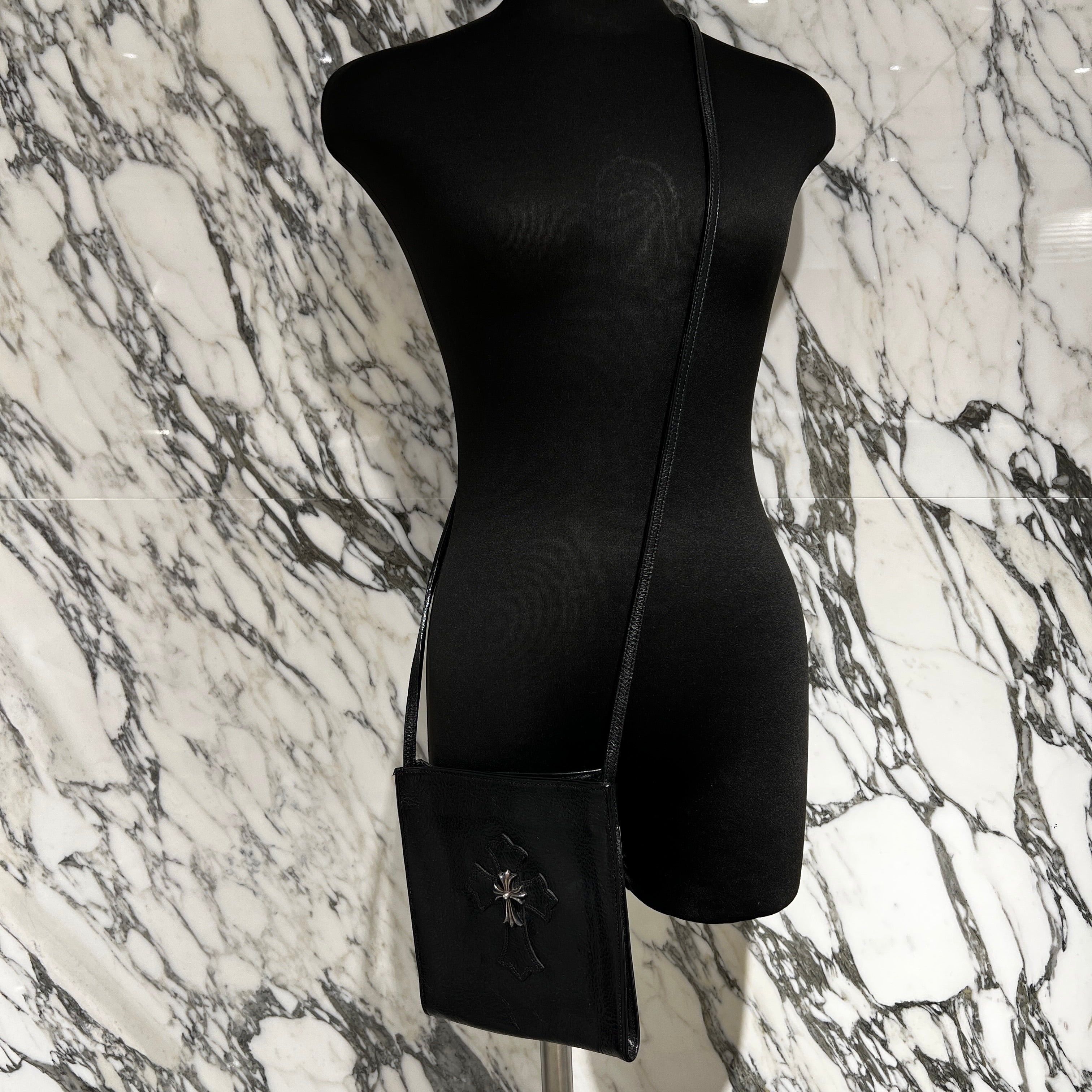 CHROME HEARTS CH Silver Cross Square Pocket Leather Shoulder