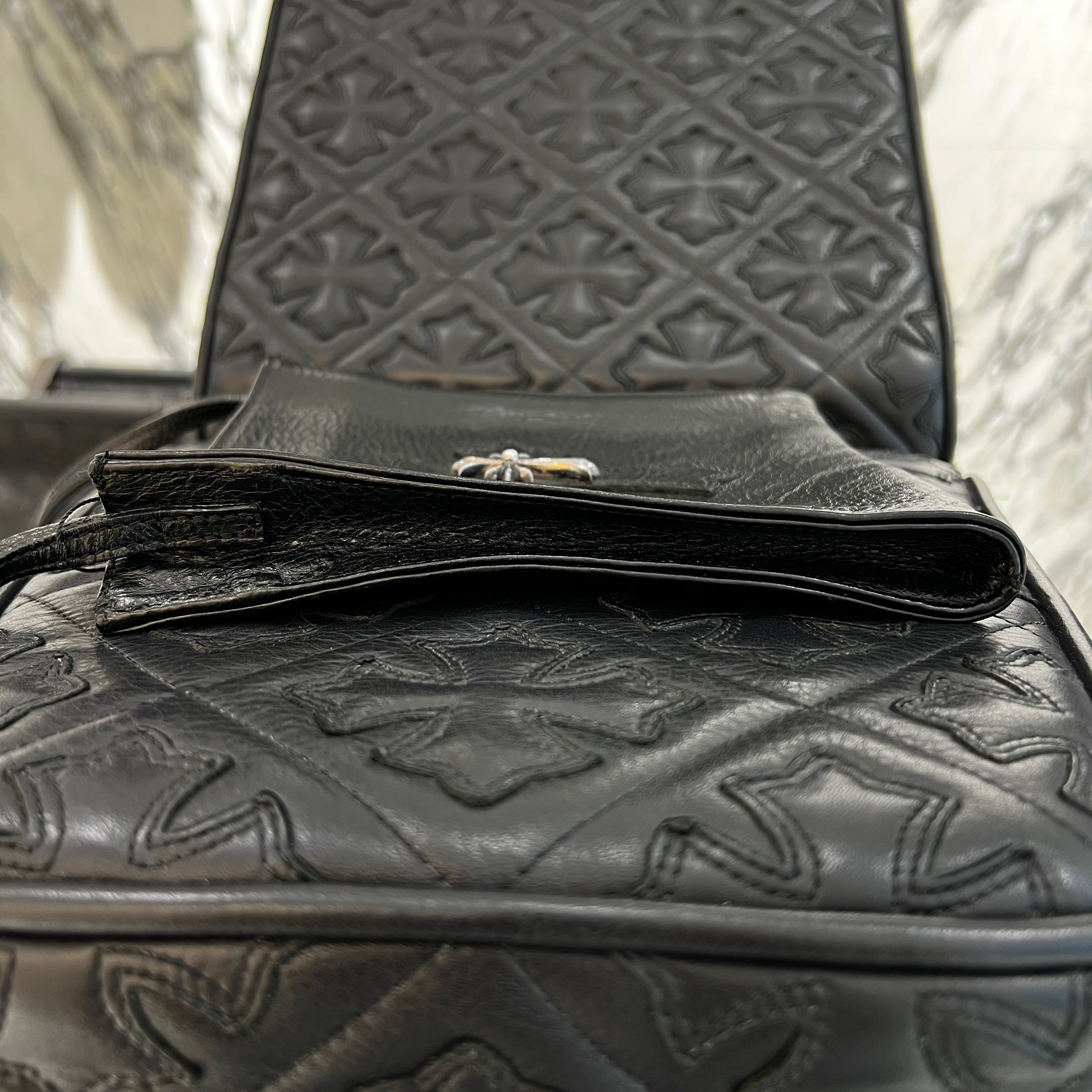 CHROME HEARTS CH Silver Cross Square Pocket Leather Shoulder Bag クロムハーツ CH シルバークロス スクエアポケット レザーショルダーバッグ