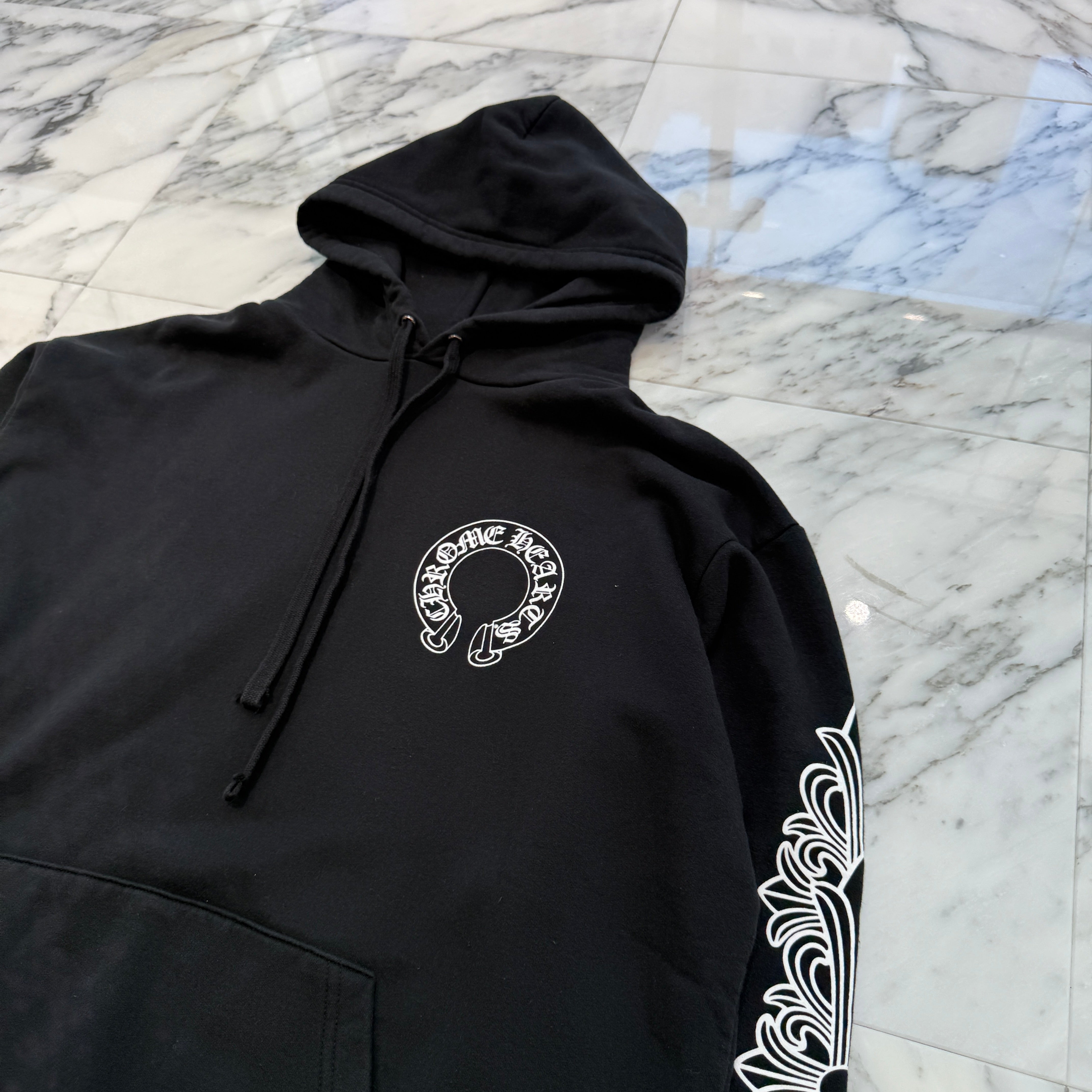 CHROME HEARTS Floral Cross Horseshoe Pullover Hoodie Size L クロムハーツ フローラルクロス ホースシュー プルオーバーフーディ サイズL